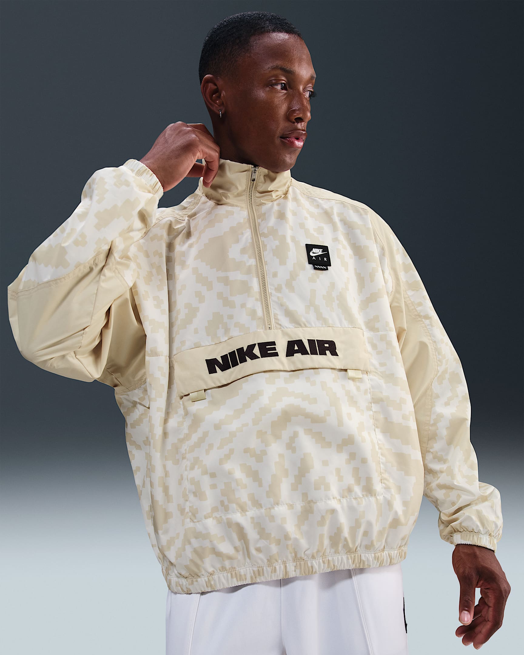 Chamarra de medio cierre para hombre Nike Air - Vela/Caqui claro/Negro