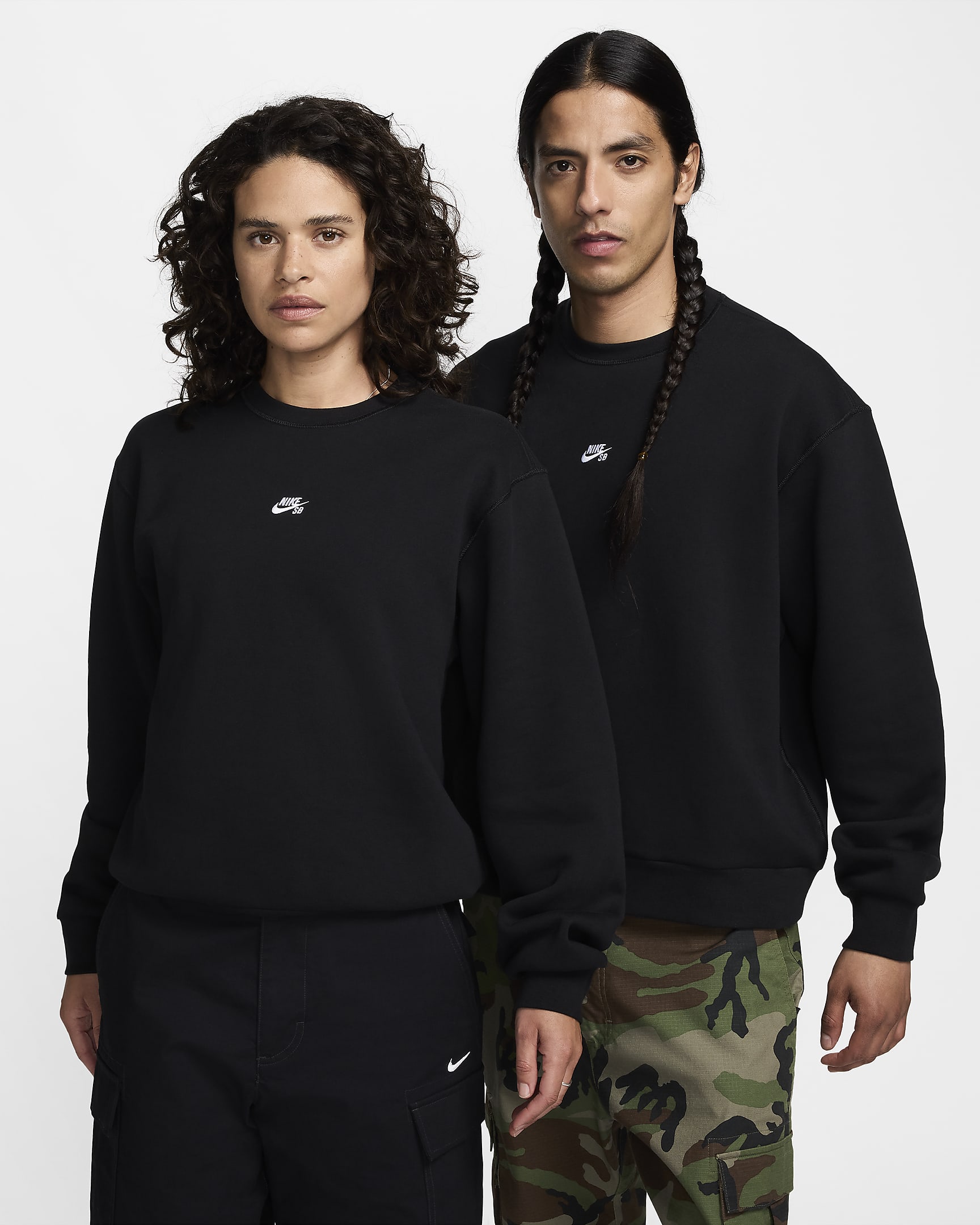 Maglia a girocollo da skateboard in fleece Nike SB - Nero/Bianco