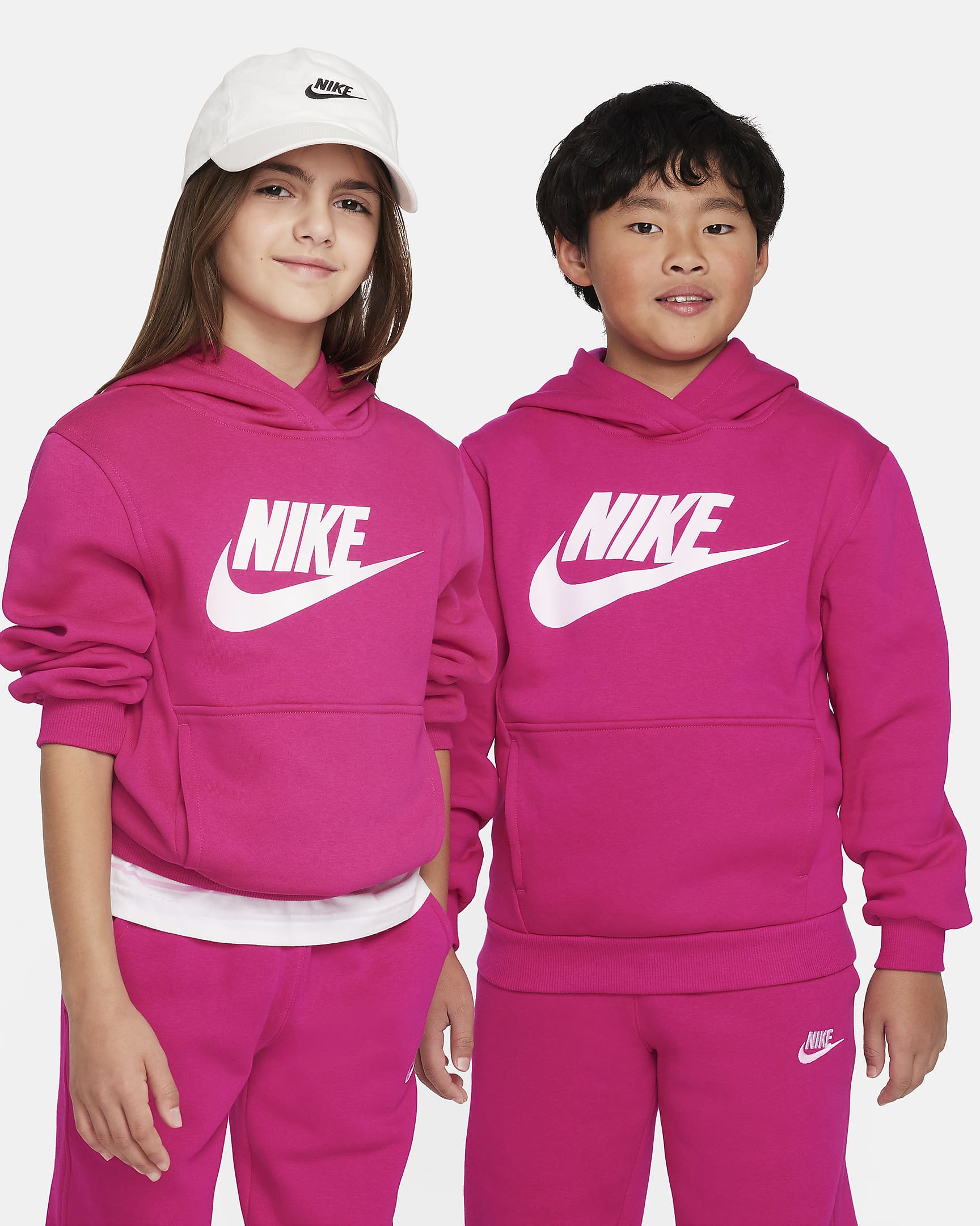 Sudadera con gorro para niños talla grande Nike Sportswear Club Fleece - Rojo espino/Blanco