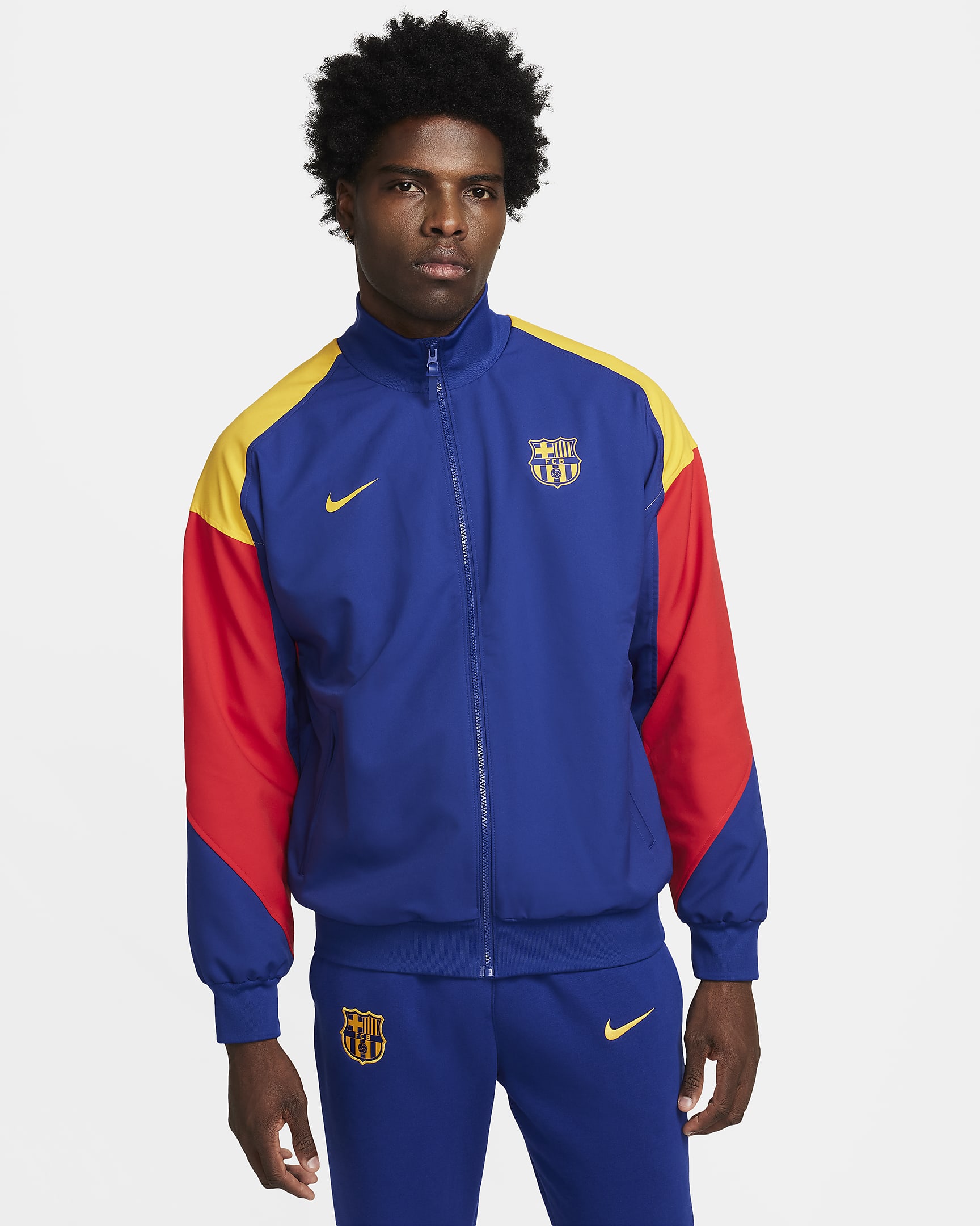 Track jacket da calcio Nike Dri-FIT FC Barcelona Strike – Uomo - Deep Royal Blue/University Red/University Gold/University Gold