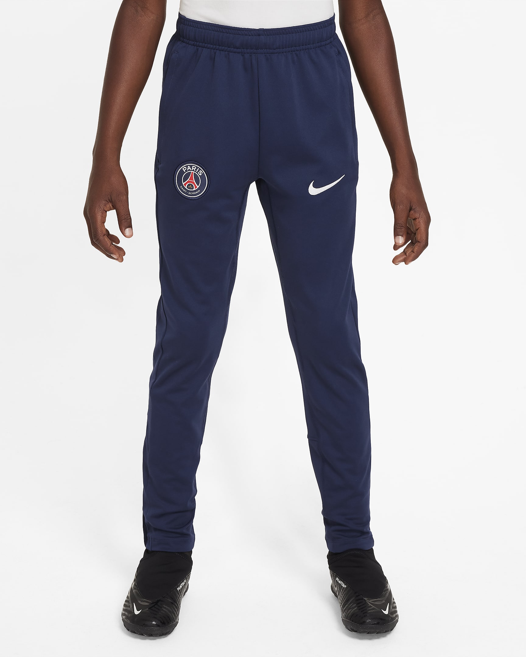 Pleteninové fotbalové kalhoty Nike Dri-FIT Paris Saint-Germain Academy Pro pro větší děti - Midnight Navy/Bílá