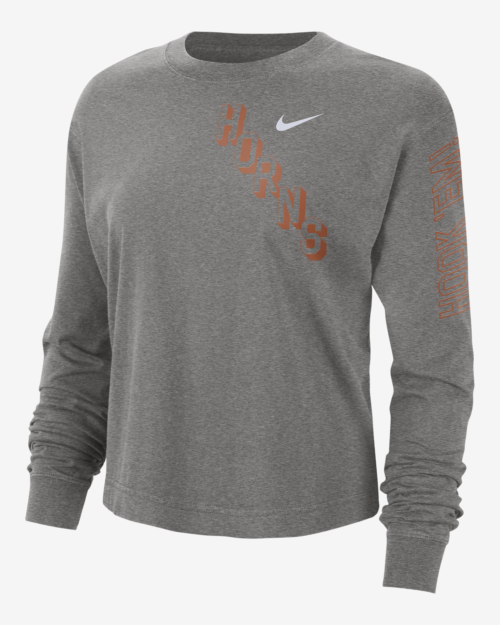 Texas Heritage Women's Nike College Boxy Crew-Neck T-Shirt - Dark Grey Heather