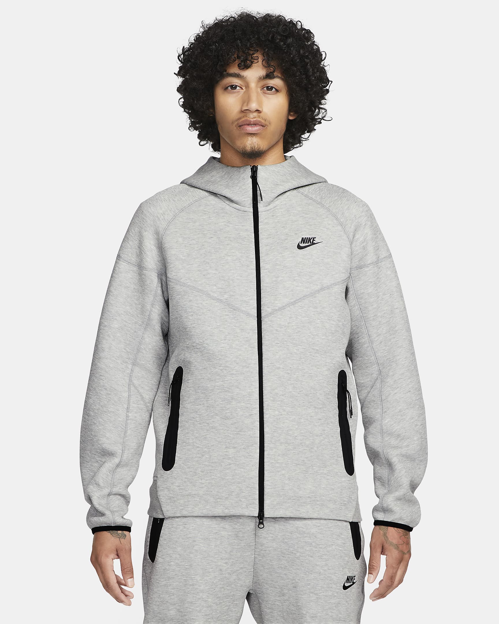 Nike Sportswear Tech Fleece Windrunner hettejakke til herre - Dark Grey Heather/Svart