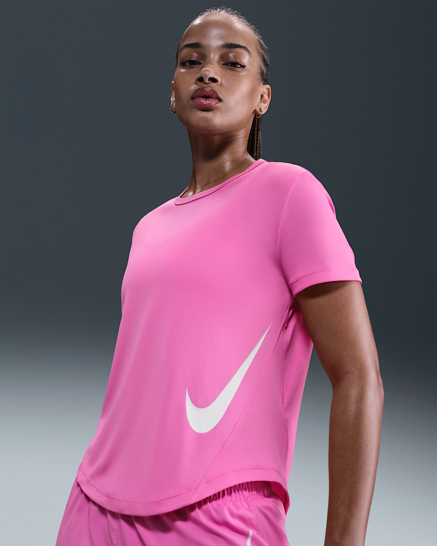 Nike Tempo Swoosh Run Women's Dri-FIT Short-Sleeve Running Top - Playful Pink/White
