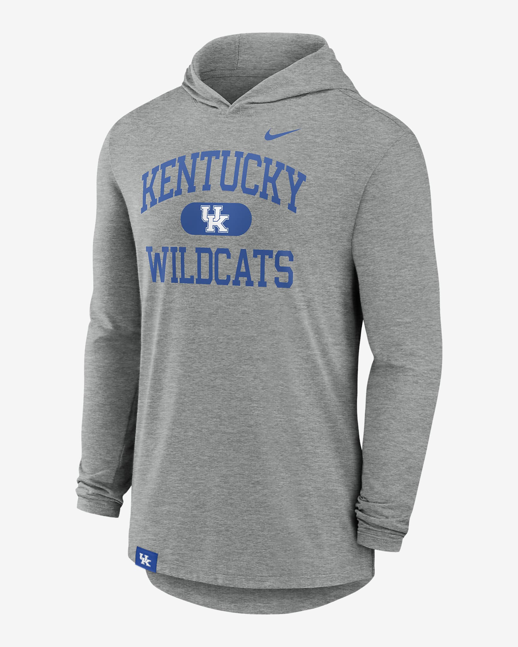 Kentucky Wildcats Blitz Men's Nike Dri-FIT College Long-Sleeve Hooded T-Shirt - Grey Heather