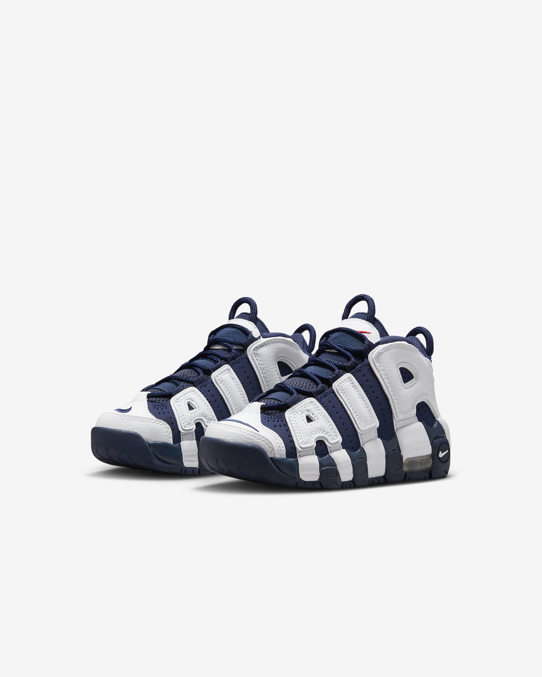 Nike Air More Uptempo Younger Kids' Shoes - White/Metallic Gold/University Red/Midnight Navy