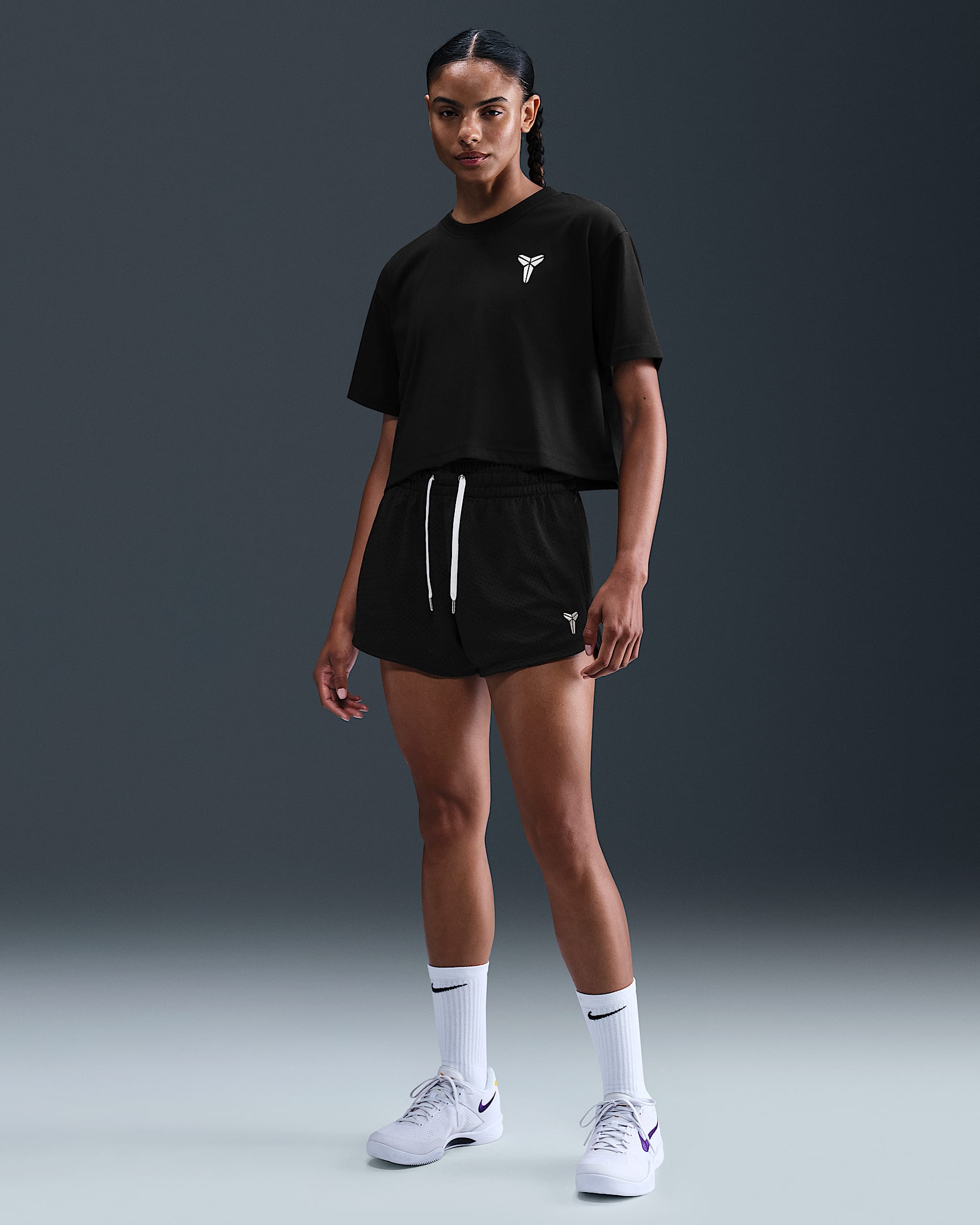 Shorts de básquetbol de malla para mujer Kobe - Negro/Duna