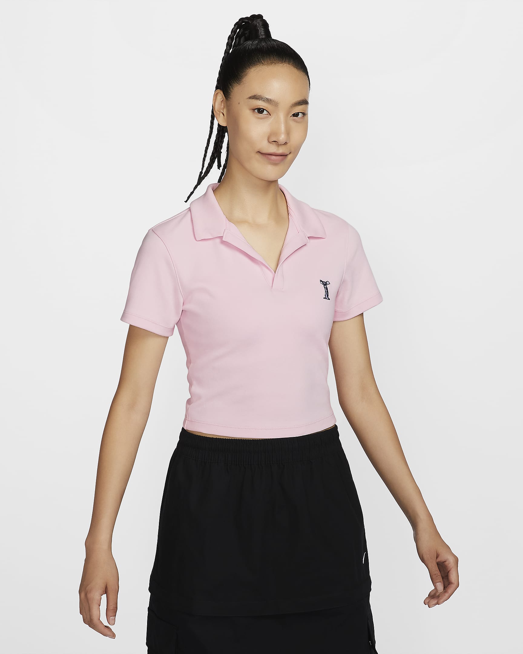 Nike Sportswear Women's Short-Sleeve Polo Top - Pink Foam/Midnight Navy/Midnight Navy