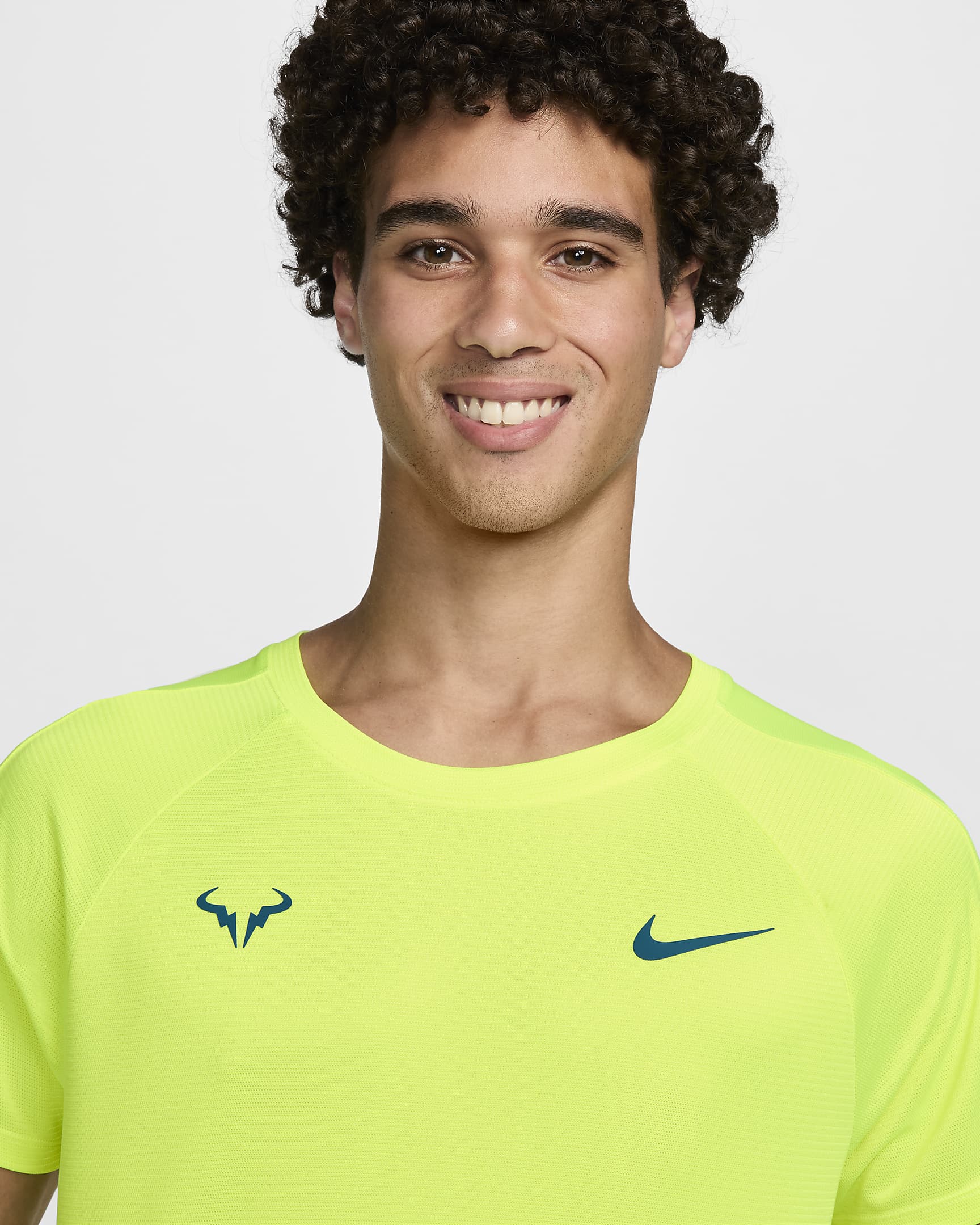 Rafa Challenger Men's Nike Dri-FIT Short-Sleeve Tennis Top - Volt/Geode Teal