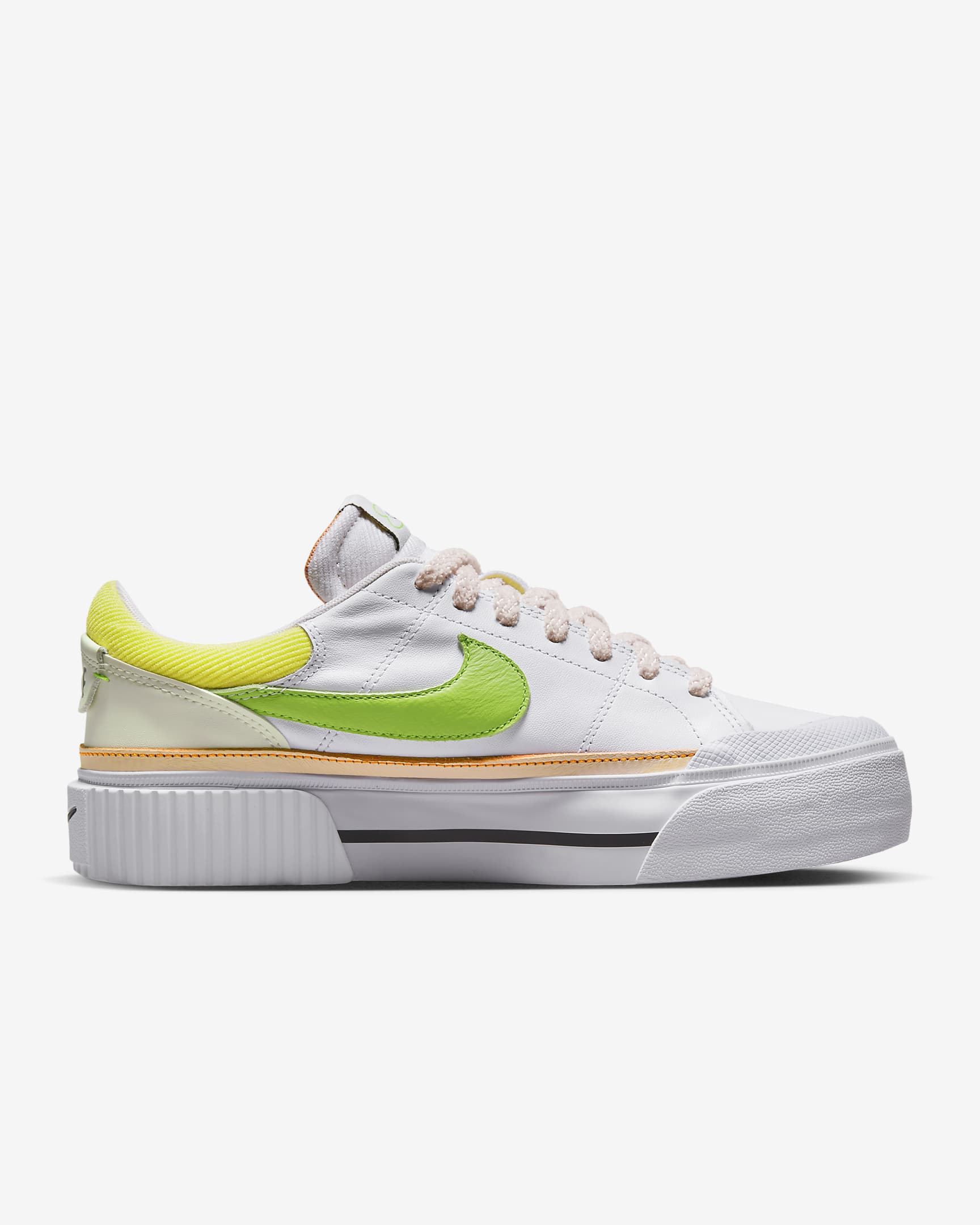 Calzado para mujer Nike Court Legacy Lift - Blanco/Rosa perla/Amarillo opti/Verde acción