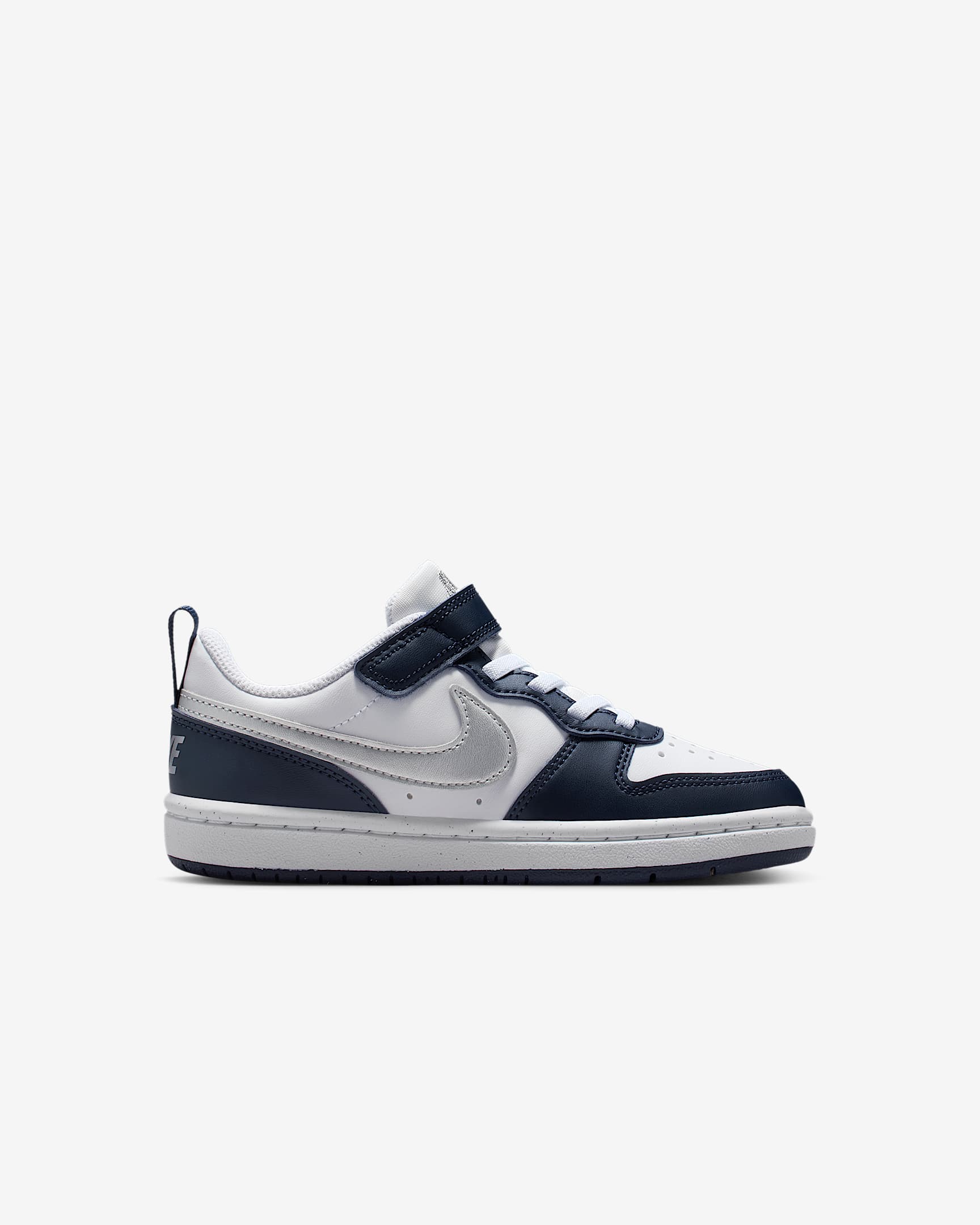 Tenis para niños de preescolar Nike Court Borough Low Recraft - Blanco/Noche intenso/Azul marino medianoche/Plata metalizado