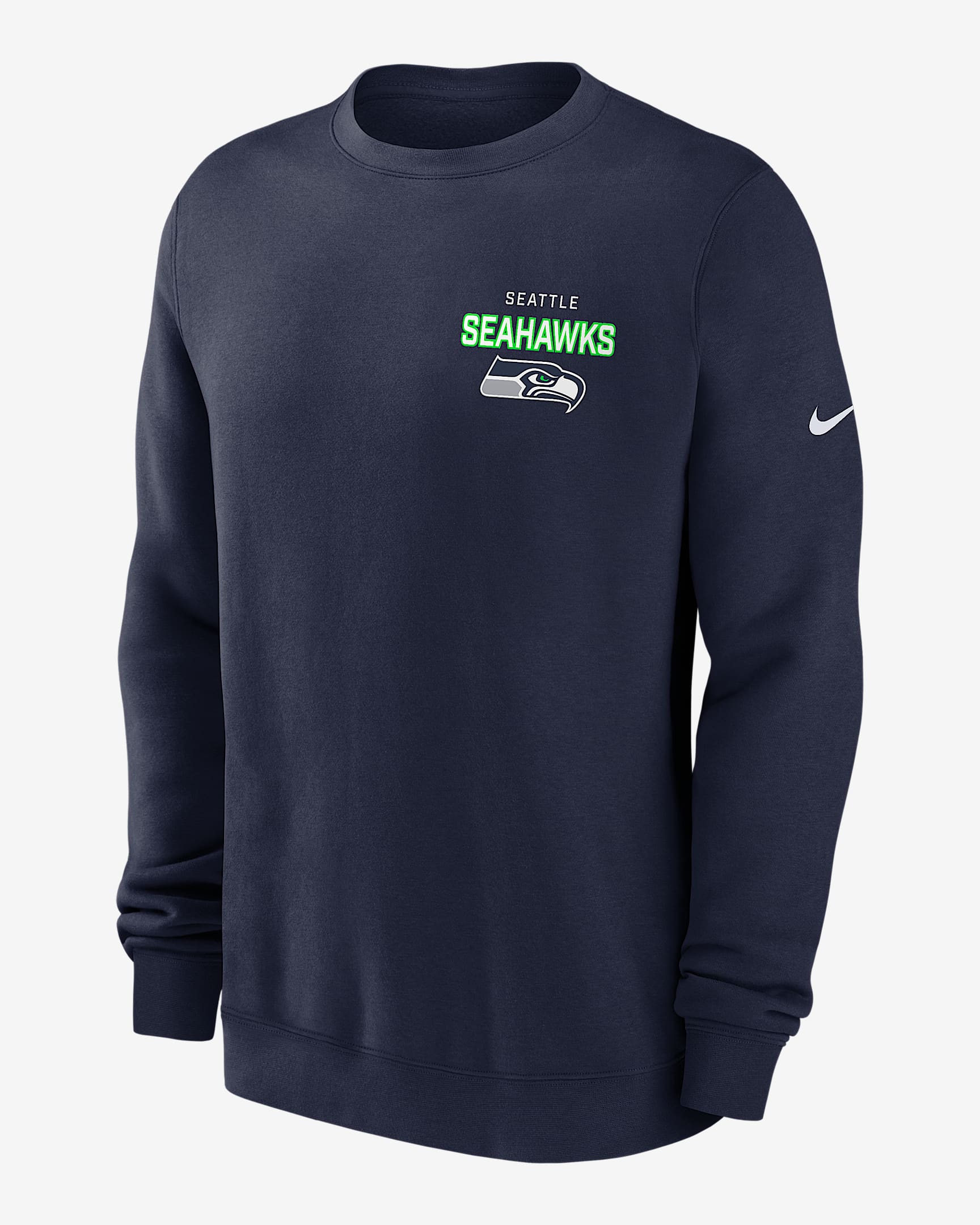 Seattle Seahawks Draw Block Club Men's Nike NFL Pullover Crew - Navy