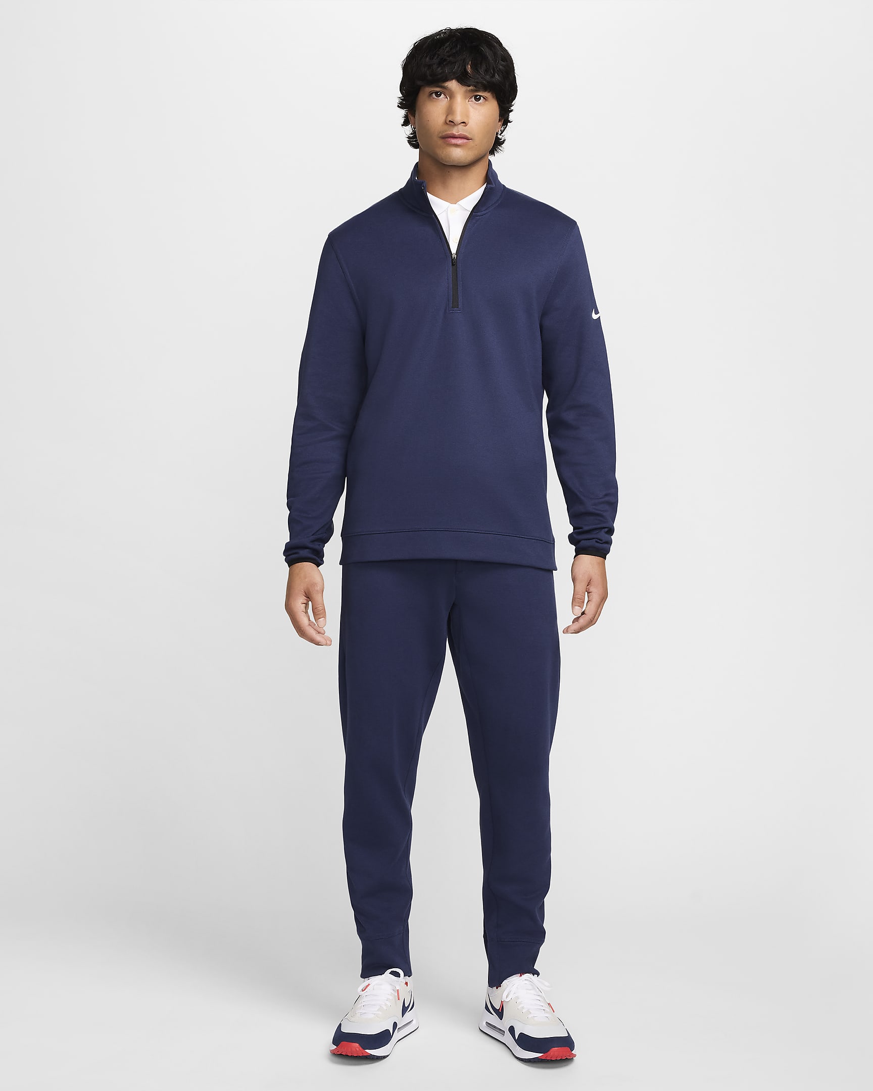 Haut de golf à demi-zip Nike Tour pour homme - Midnight Navy/Blanc