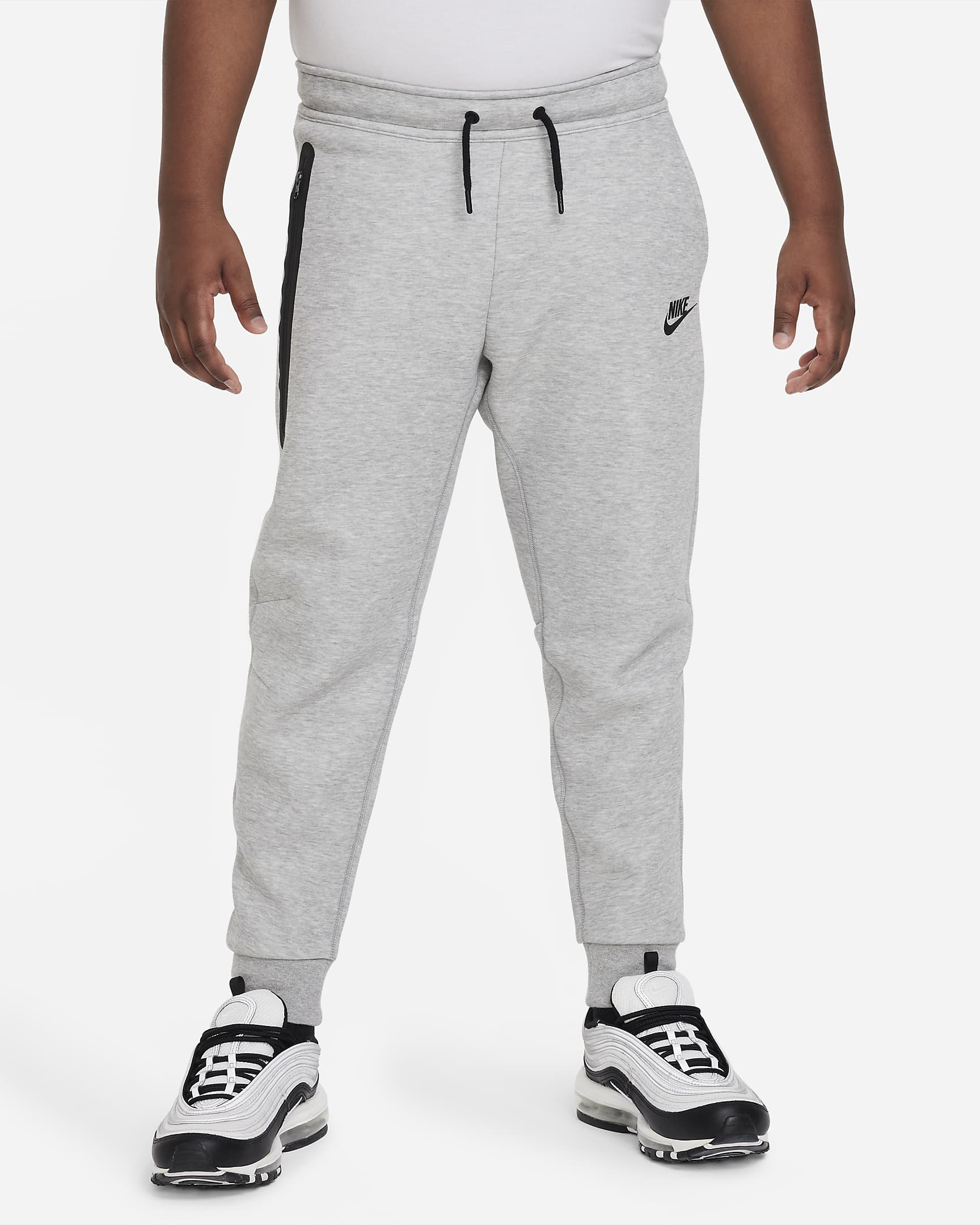 Kalhoty Nike Sportswear Tech Fleece pro větší děti (chlapce) (rozšířená velikost) - Dark Grey Heather/Černá/Černá