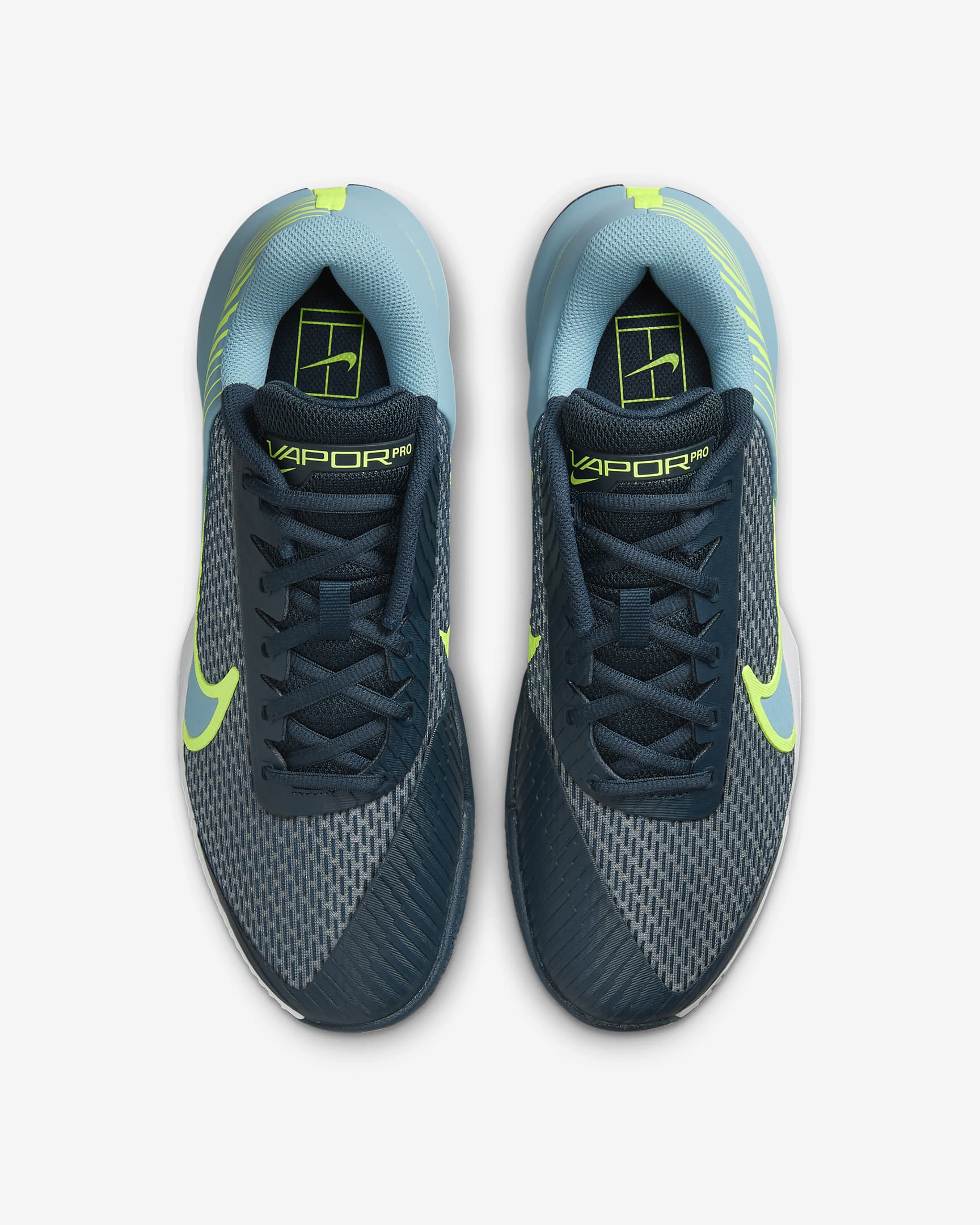 NikeCourt Air Zoom Vapor Pro 2 tennissko for grusbaner til herre - Armory Navy/Volt/Denim Turquoise