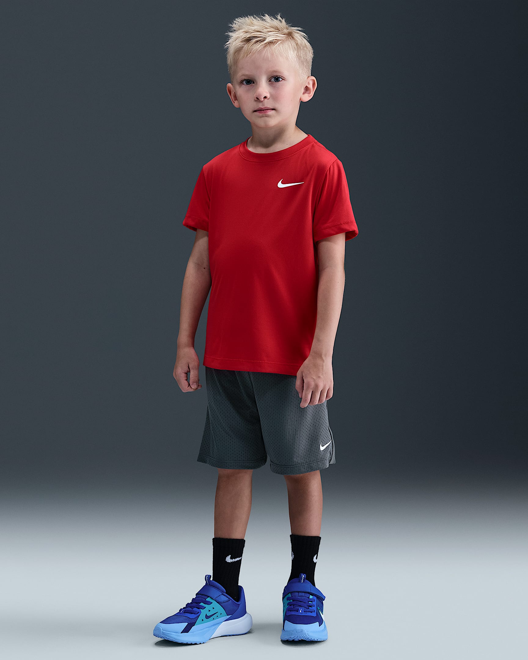 Nike Little Kids' Dri-FIT Multi Mesh Shorts - Smoke Grey