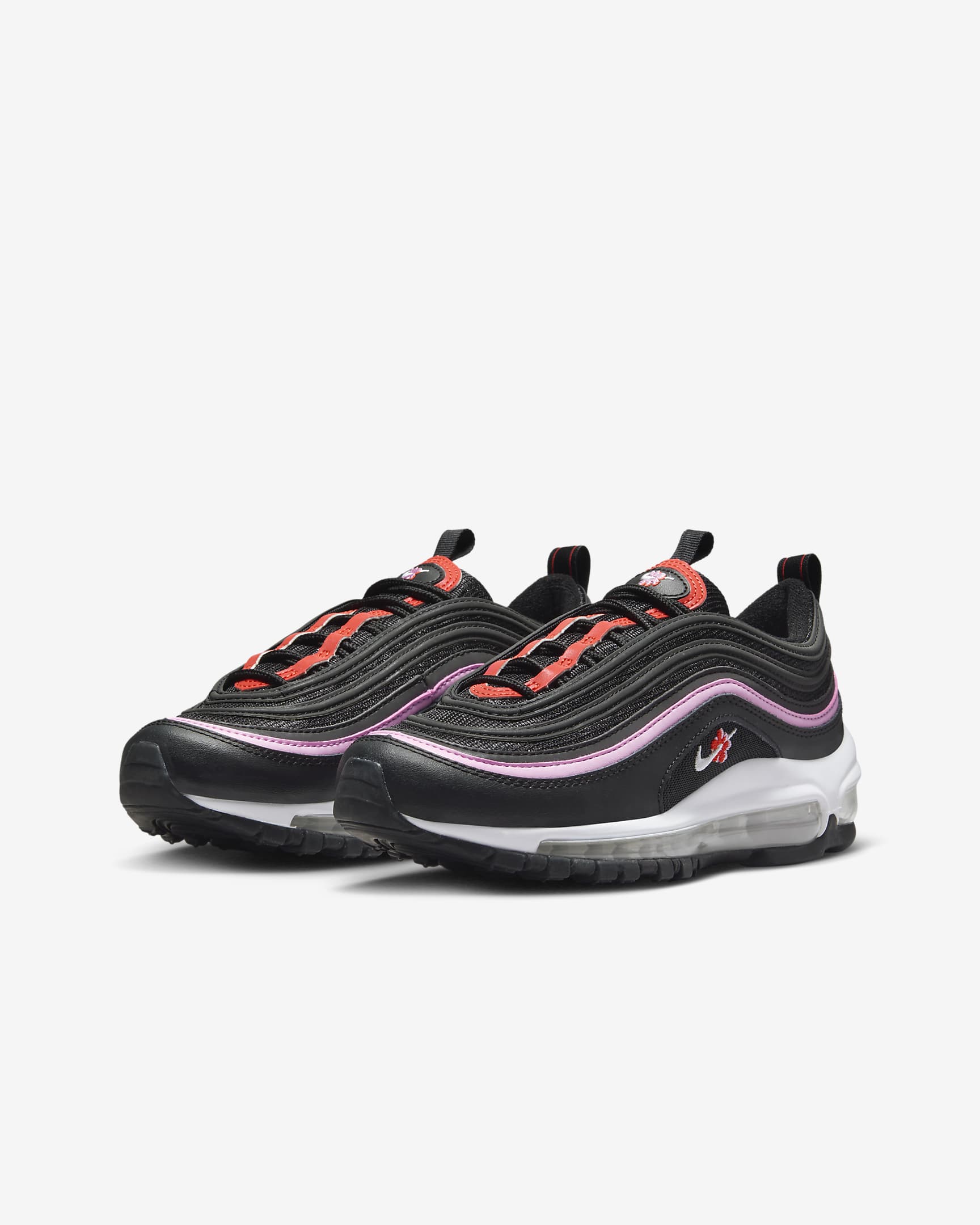 Nike Air Max 97 Older Kids' Shoes - Black/Pink Rise/Picante Red/White