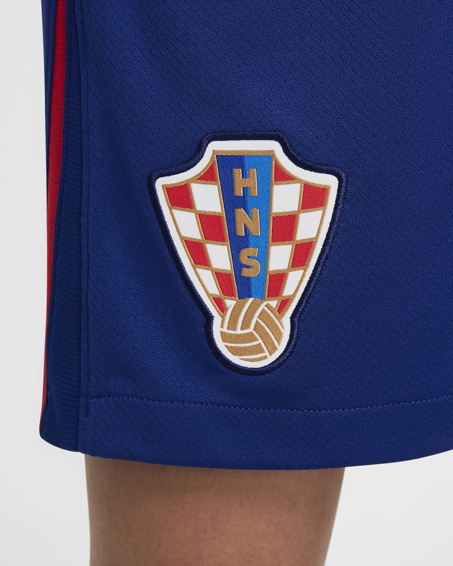 Spodenki piłkarskie dla dużych dzieci Nike Dri-FIT Chorwacja Stadium 2024/25 (wersja domowa/wyjazdowa) (replika) - Deep Royal Blue/University Red/Biel