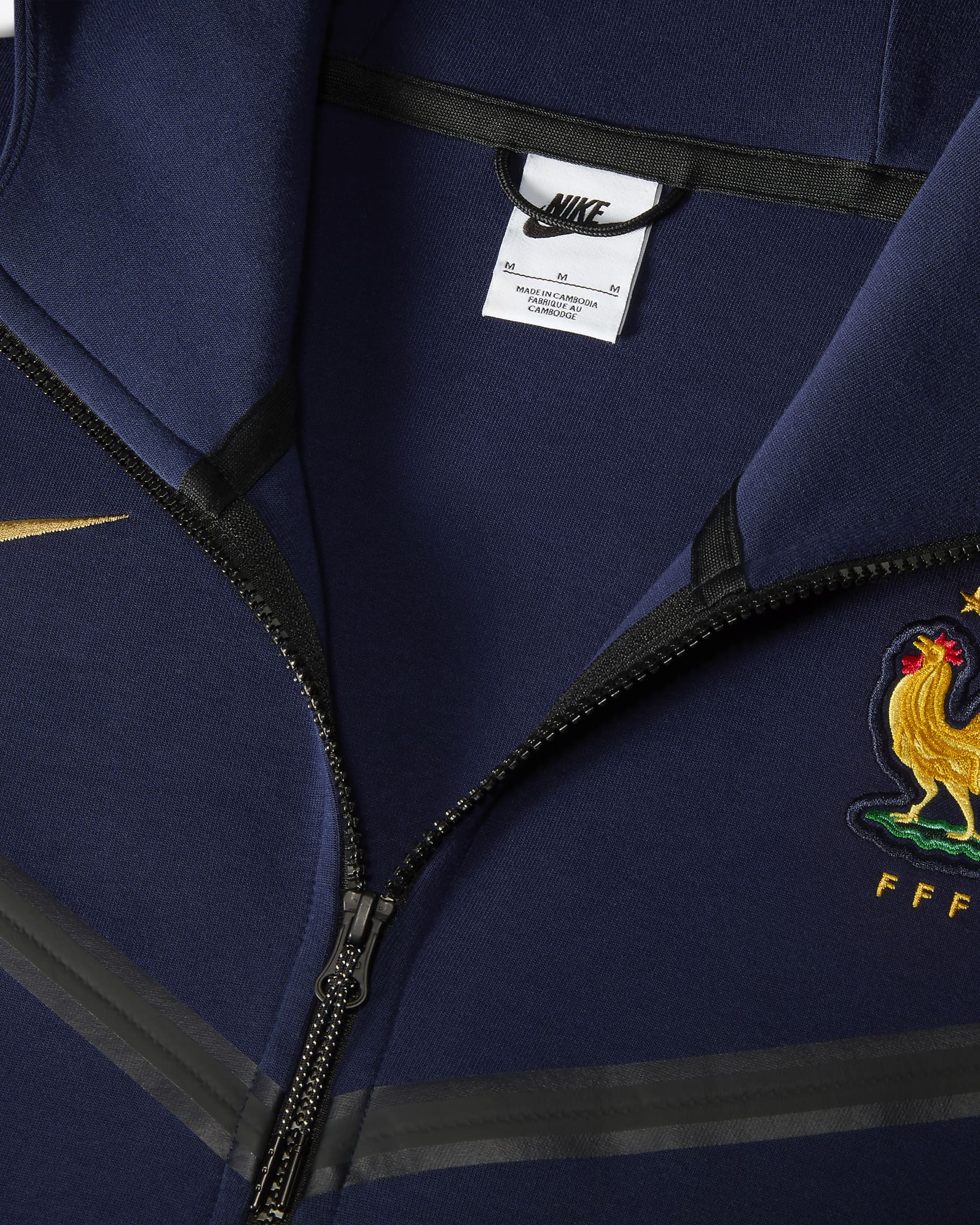 FFF Tech Fleece Windrunner Nike voetbalhoodie met rits over de hele lengte voor heren - Blackened Blue/Club Gold