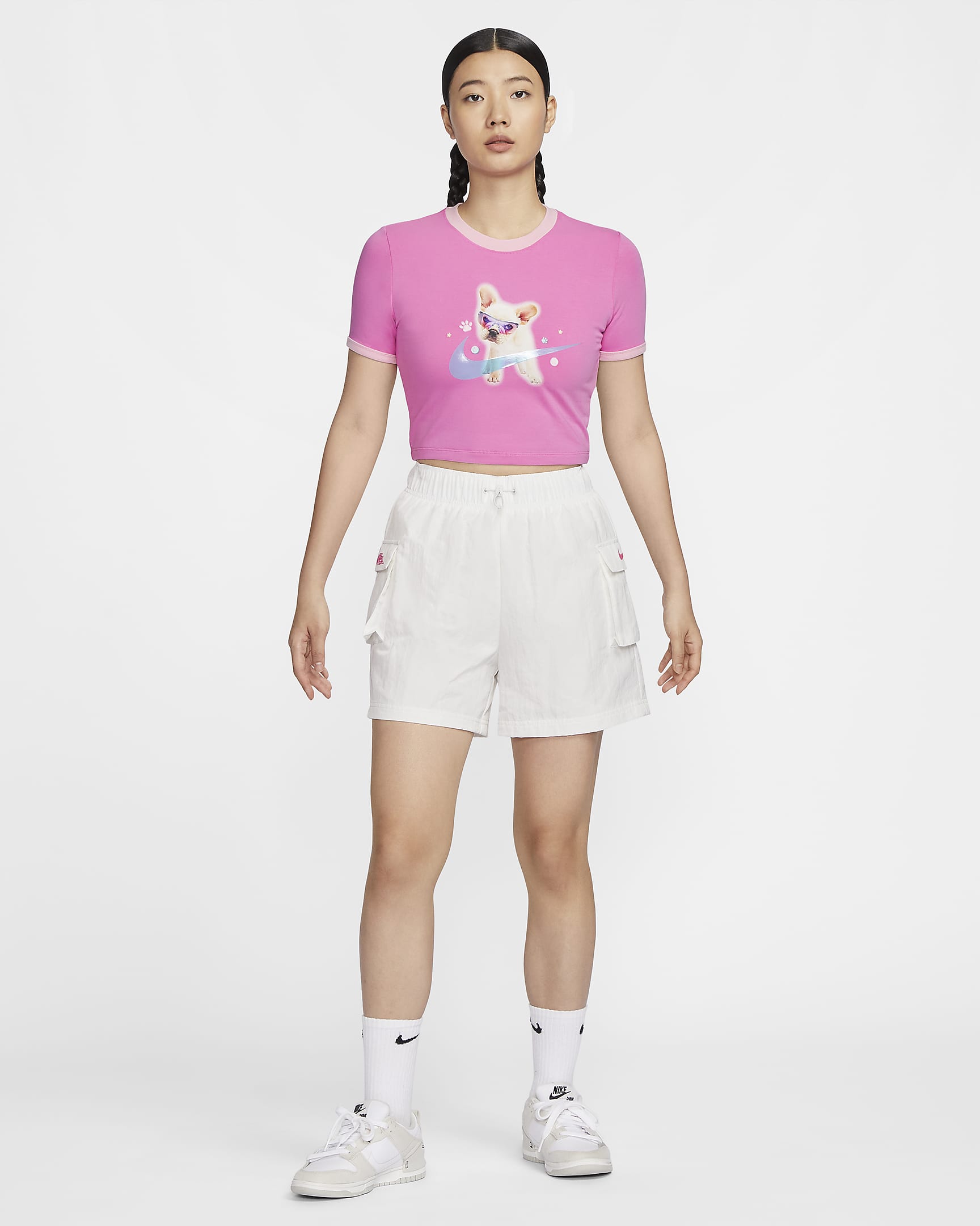 Nike Sportswear 女款合身短版 T 恤 - Playful Pink