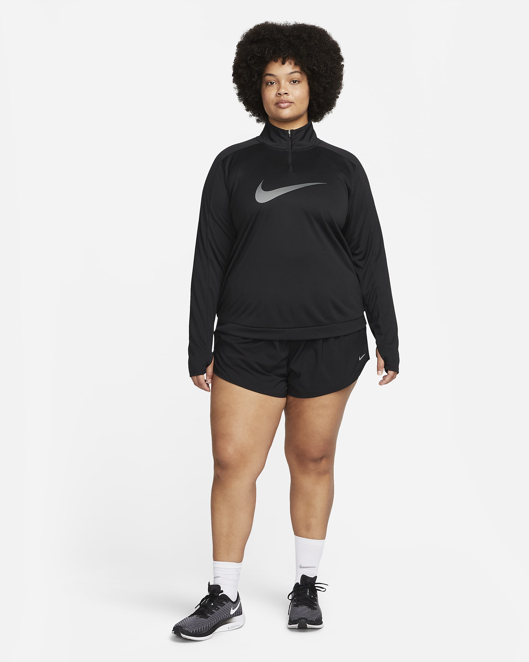 Nike DriFIT Swoosh Women's 1/4Zip LongSleeve Running Mid Layer (Plus