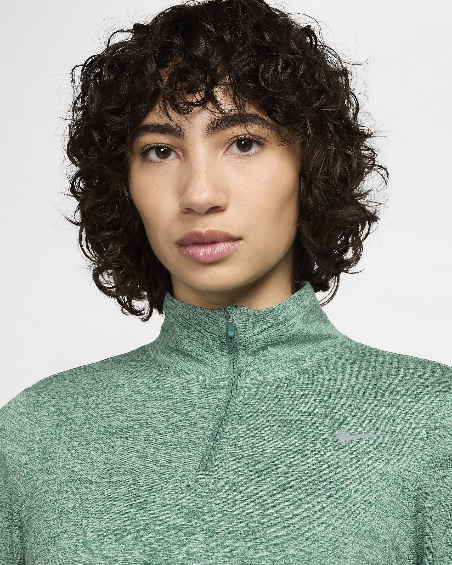 Nike Swift Women's UV Protection 1/4-Zip Running Top - Bicoastal/Enamel Green/Heather