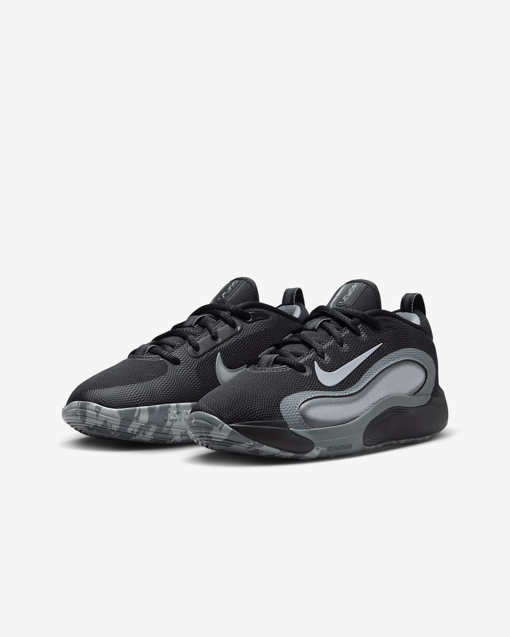 Tenis de básquetbol para niños grandes Nike IsoFly - Negro/Gris azulado/Blanco/Gris lobo