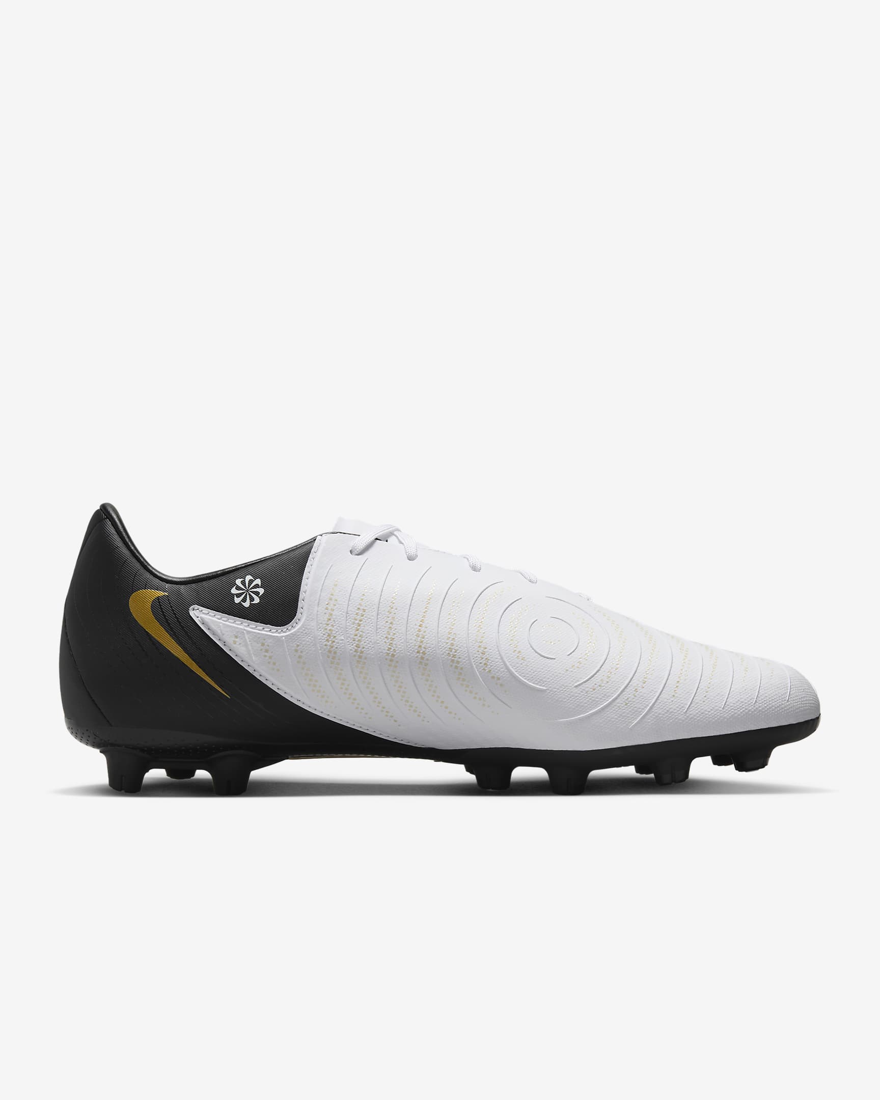 Nike Phantom GX 2 Academy HG Low-Top Soccer Cleats - White/Metallic Gold Coin/Black