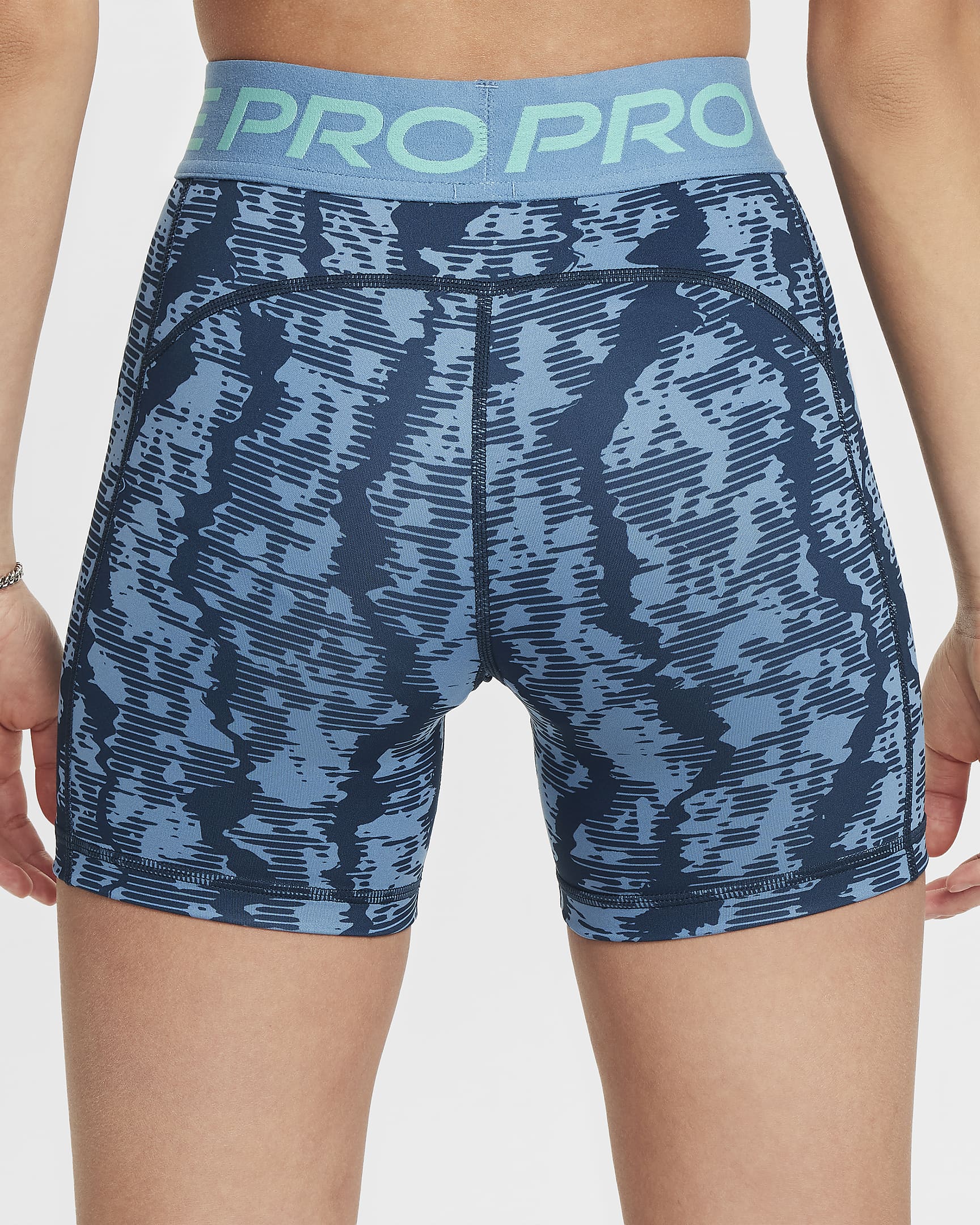 Nike Pro Dri-FIT shorts voor meisjes (8 cm) - Armory Navy/Aegean Storm/Green Frost