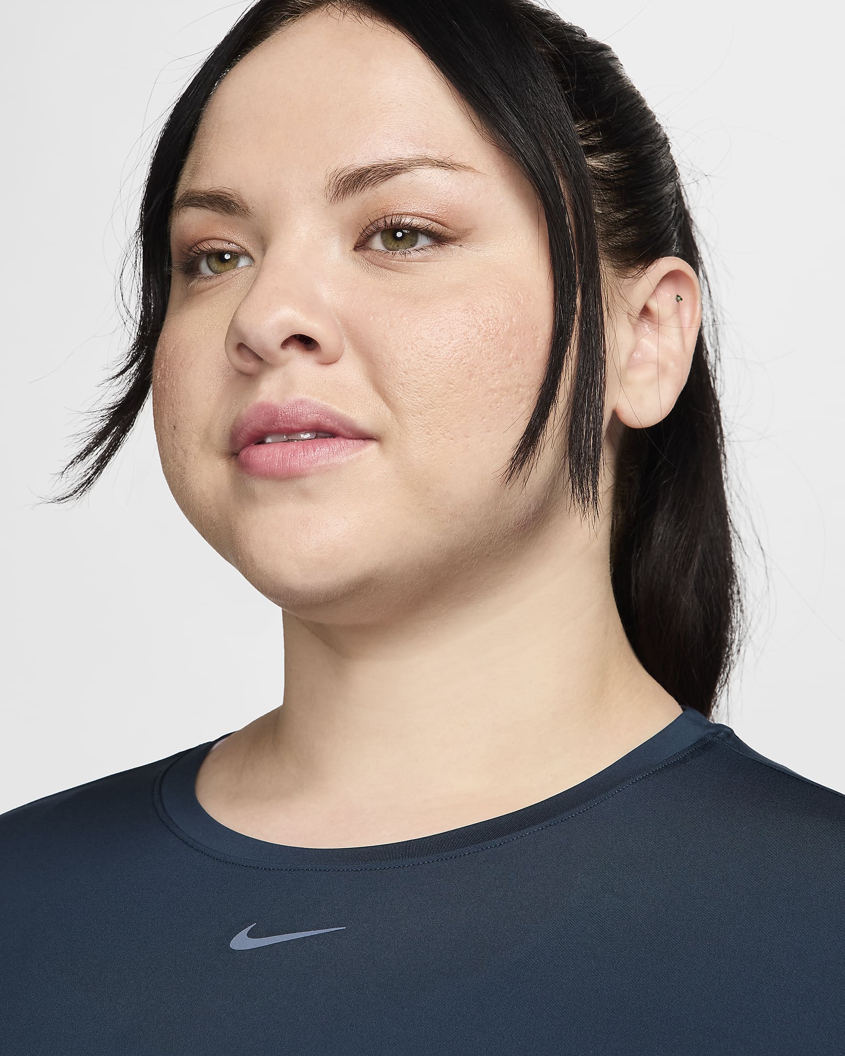 Nike One Classic 女款 Dri-FIT 短袖上衣 (加大尺寸) - Armory Navy/黑色