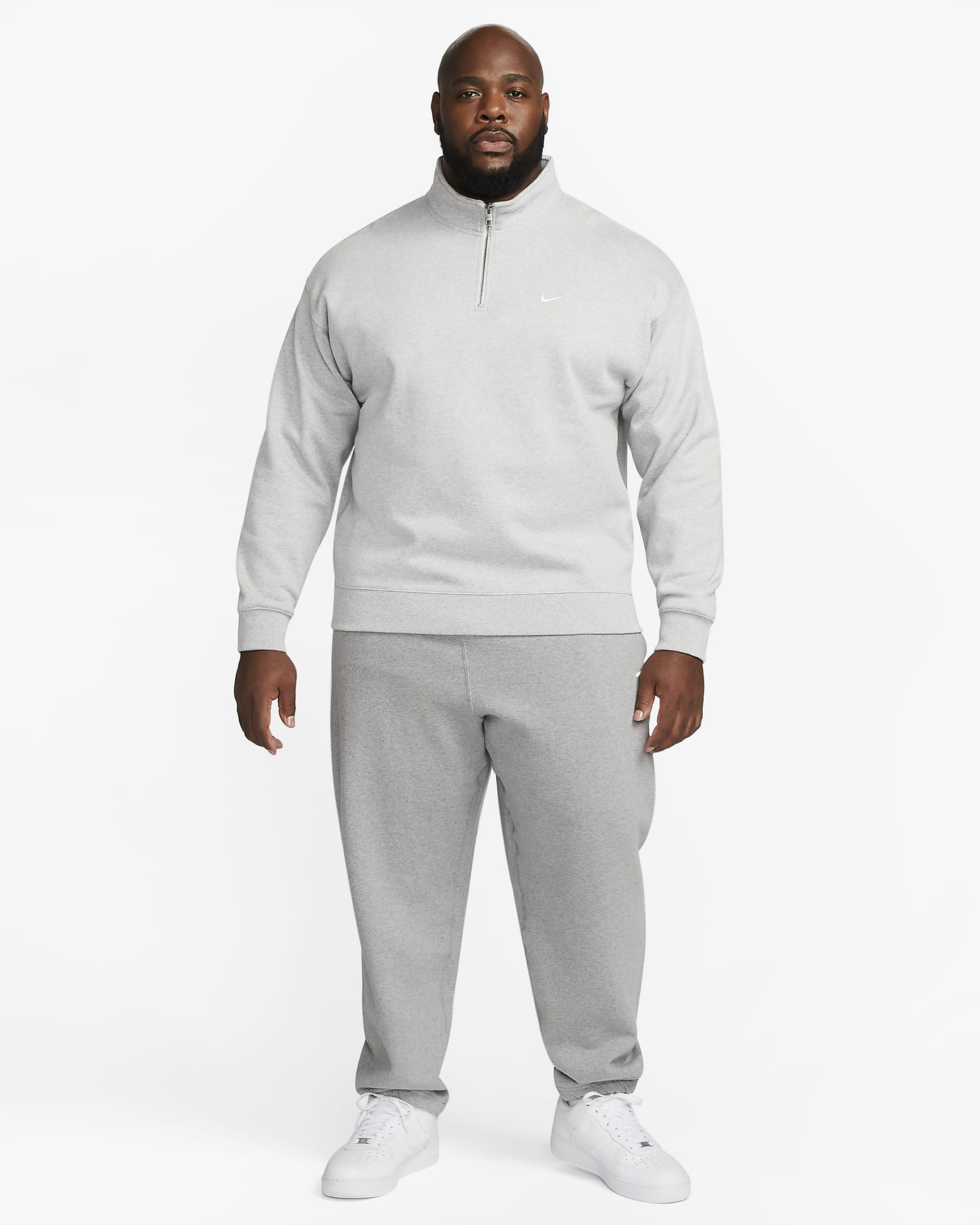 Nike Solo Swoosh Men's 1/4-Zip Top - Dark Grey Heather/White