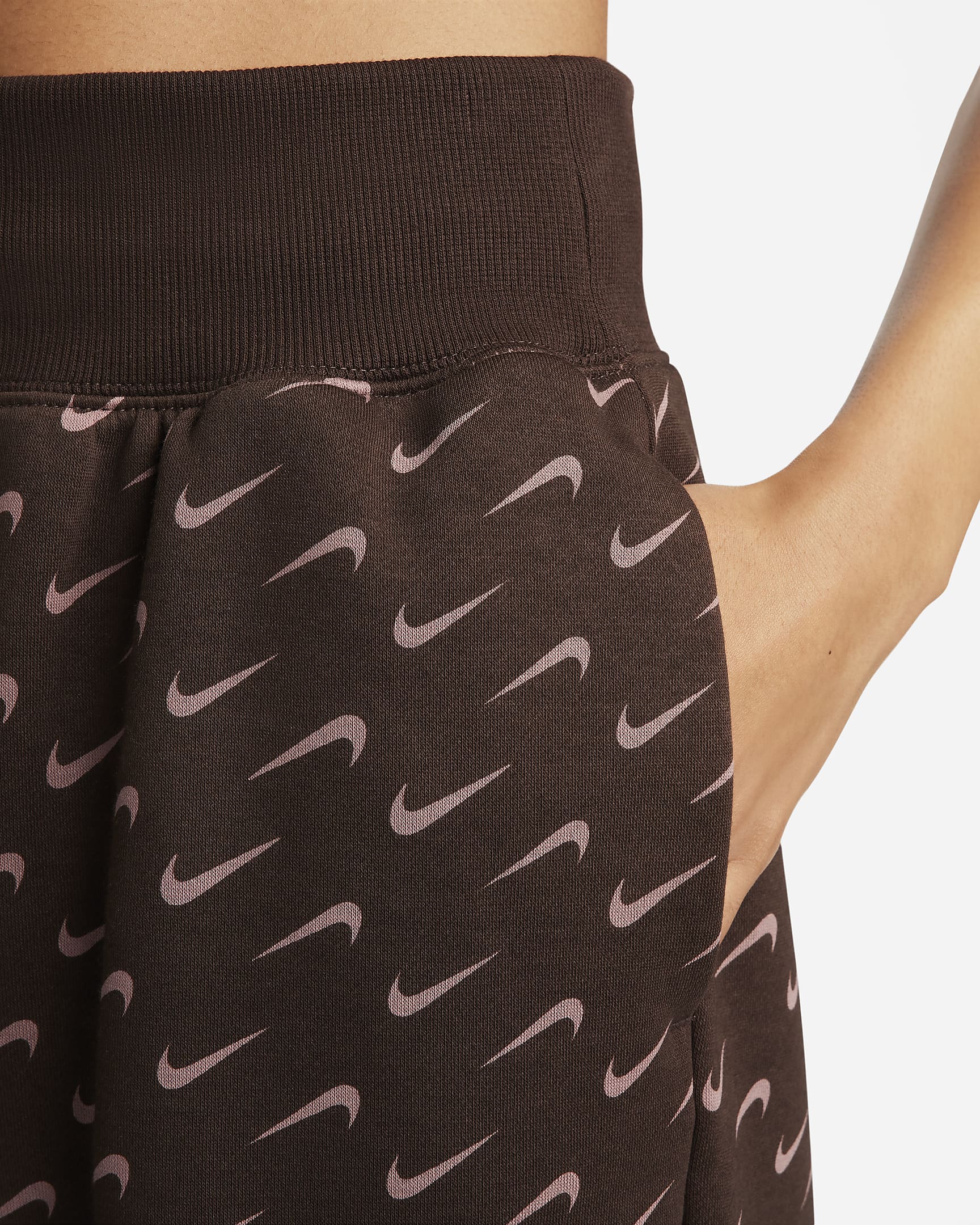 Nike Sportswear Phoenix Fleece Women's Oversized Printed Tracksuit Bottoms - Baroque Brown
