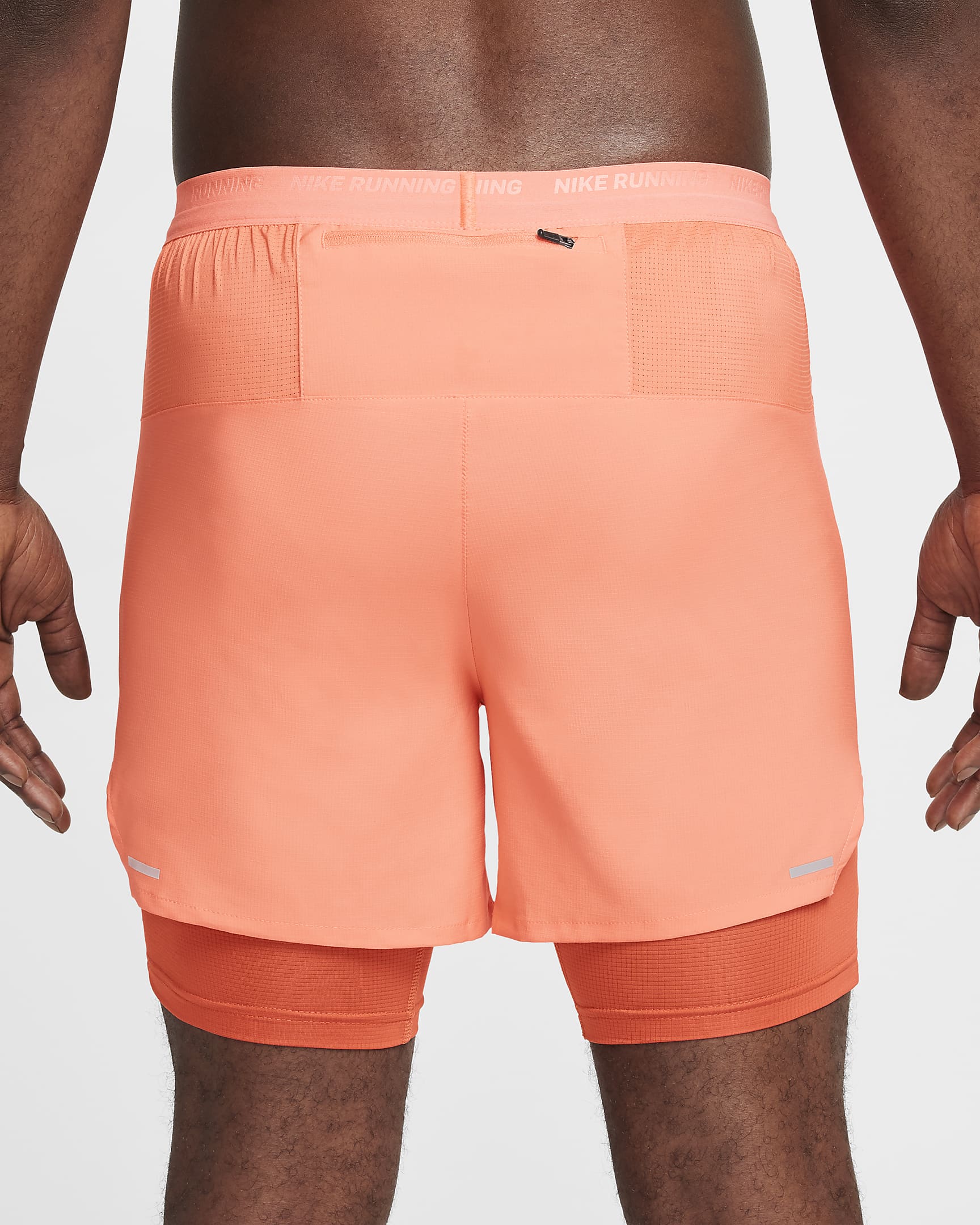 Nike Stride Men's Dri-FIT 13cm (approx.) Hybrid Running Shorts - Light Wild Mango/Vintage Coral/Black