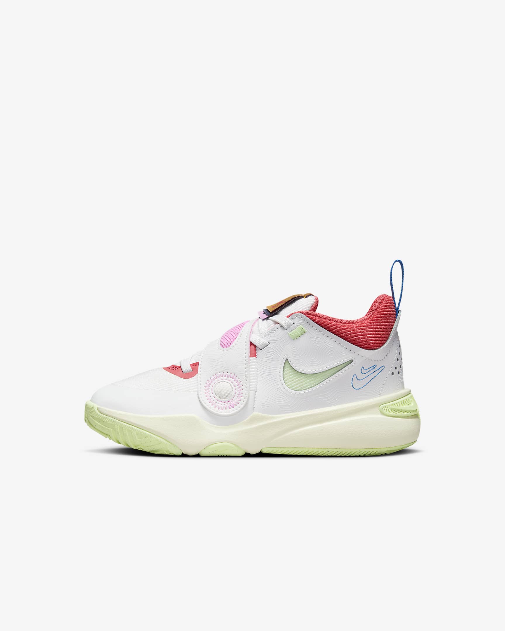 Nike Team Hustle D 11 Younger Kids' Shoes - Summit White/Coconut Milk/Light Photo Blue/Barely Volt