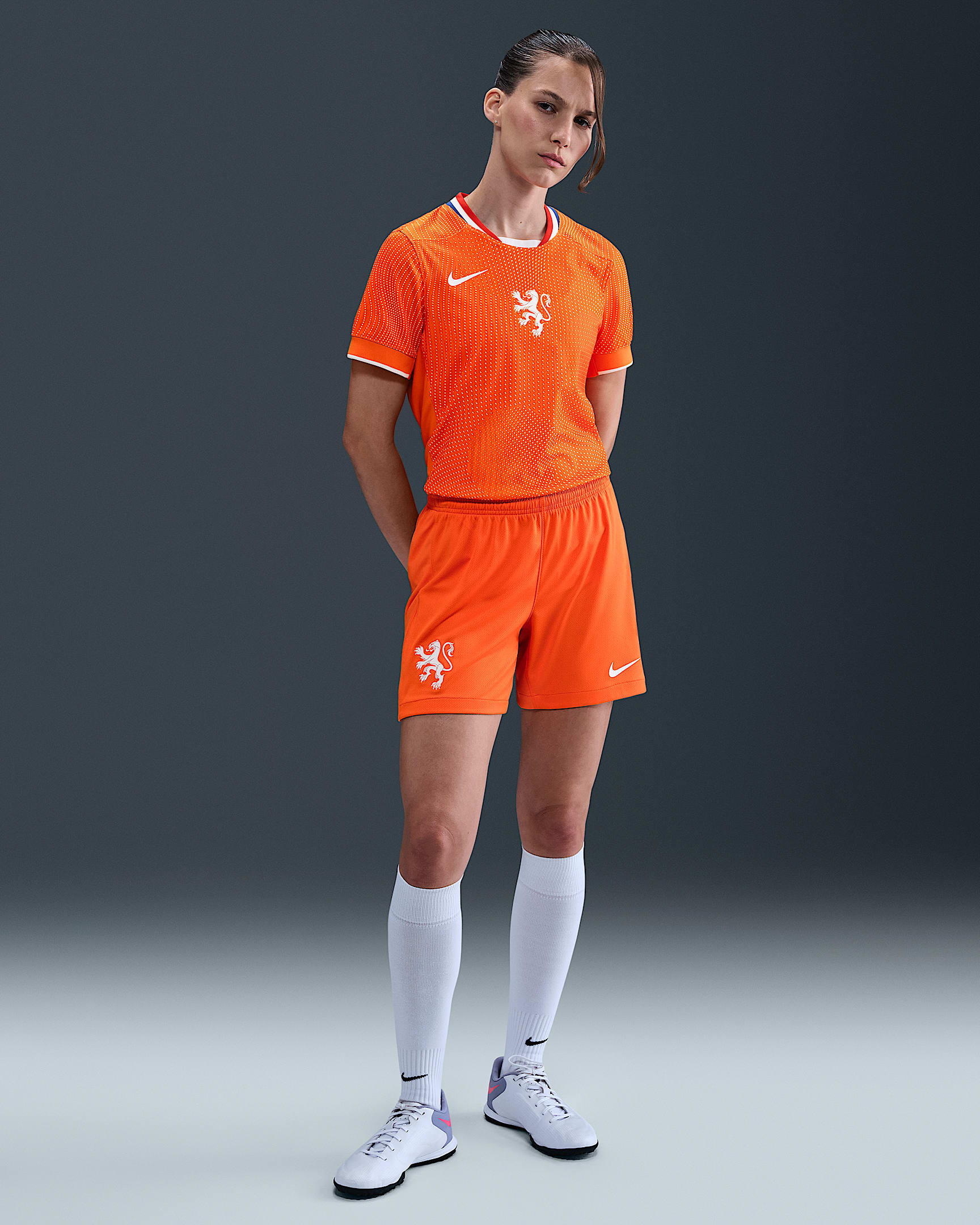 Netherlands 2025/26 Stadium Home Women's Nike Dri-FIT Football Replica Shorts - Safety Orange/White