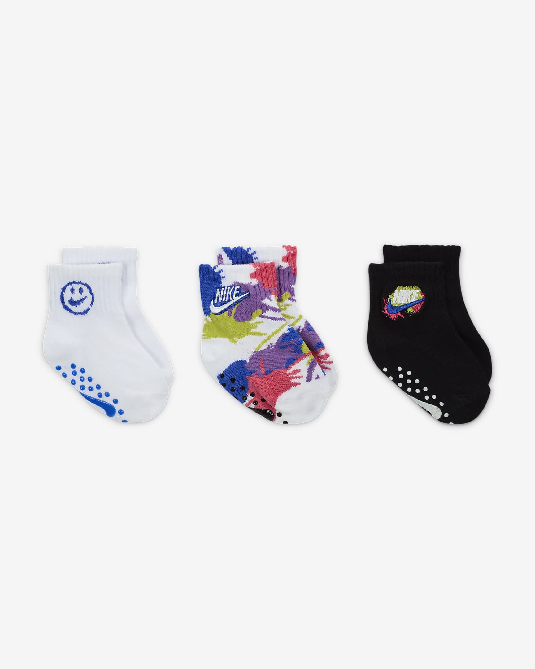 Nike Express Yourself Baby (0-6M) Gripper Socks (3 Pairs) - White