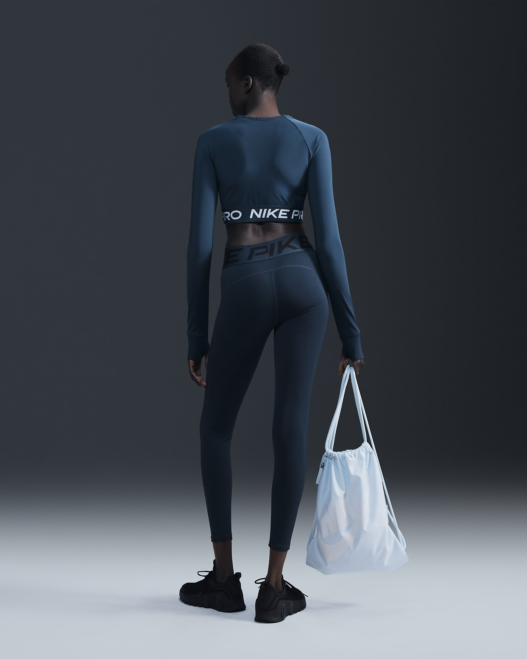 Nike Pro Sculpt Leggings in voller Länge mit hohem Bund (Damen) - Armory Navy/Weiß