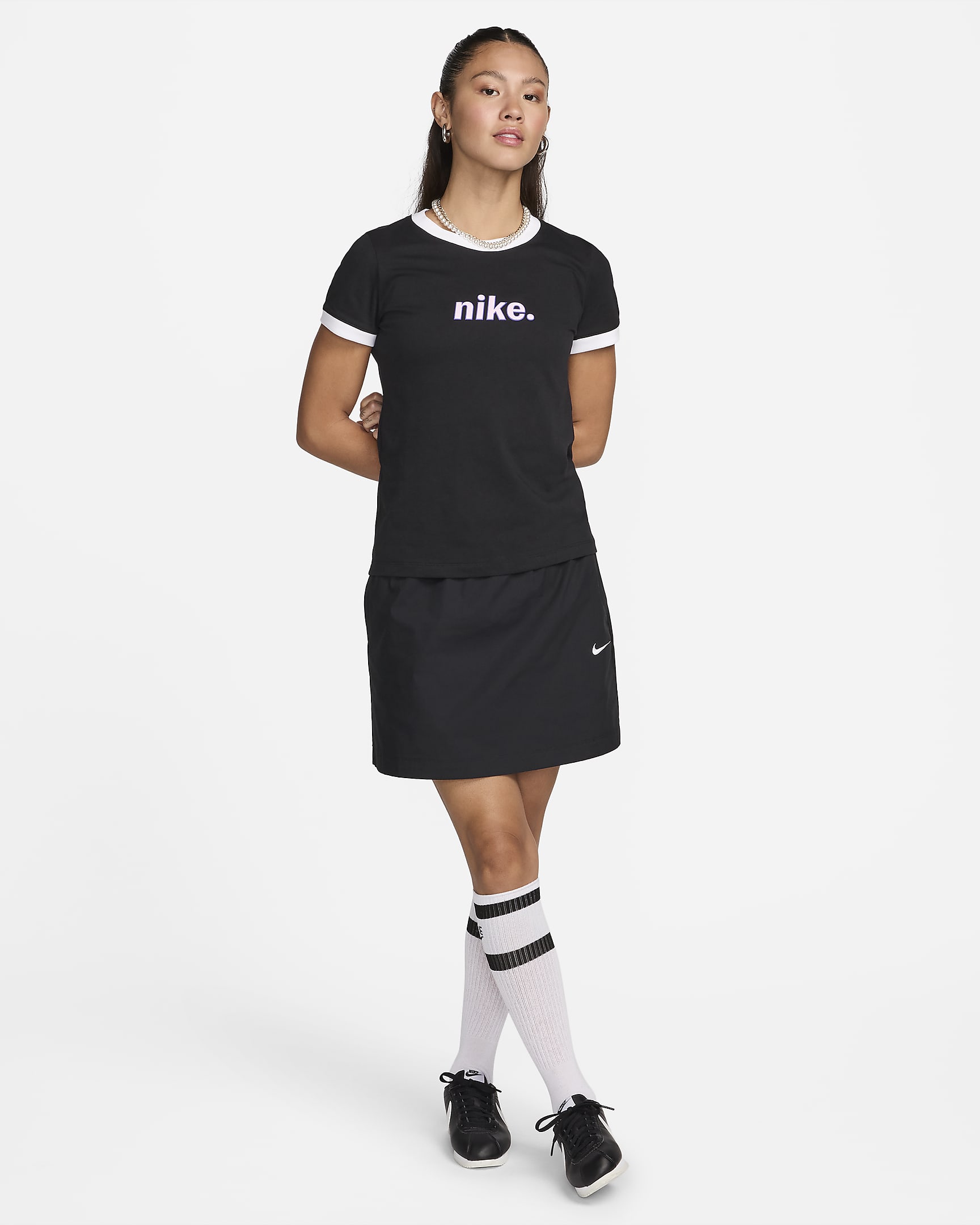 Nike Sportswear Women's Ringer T-Shirt - Black/White/White