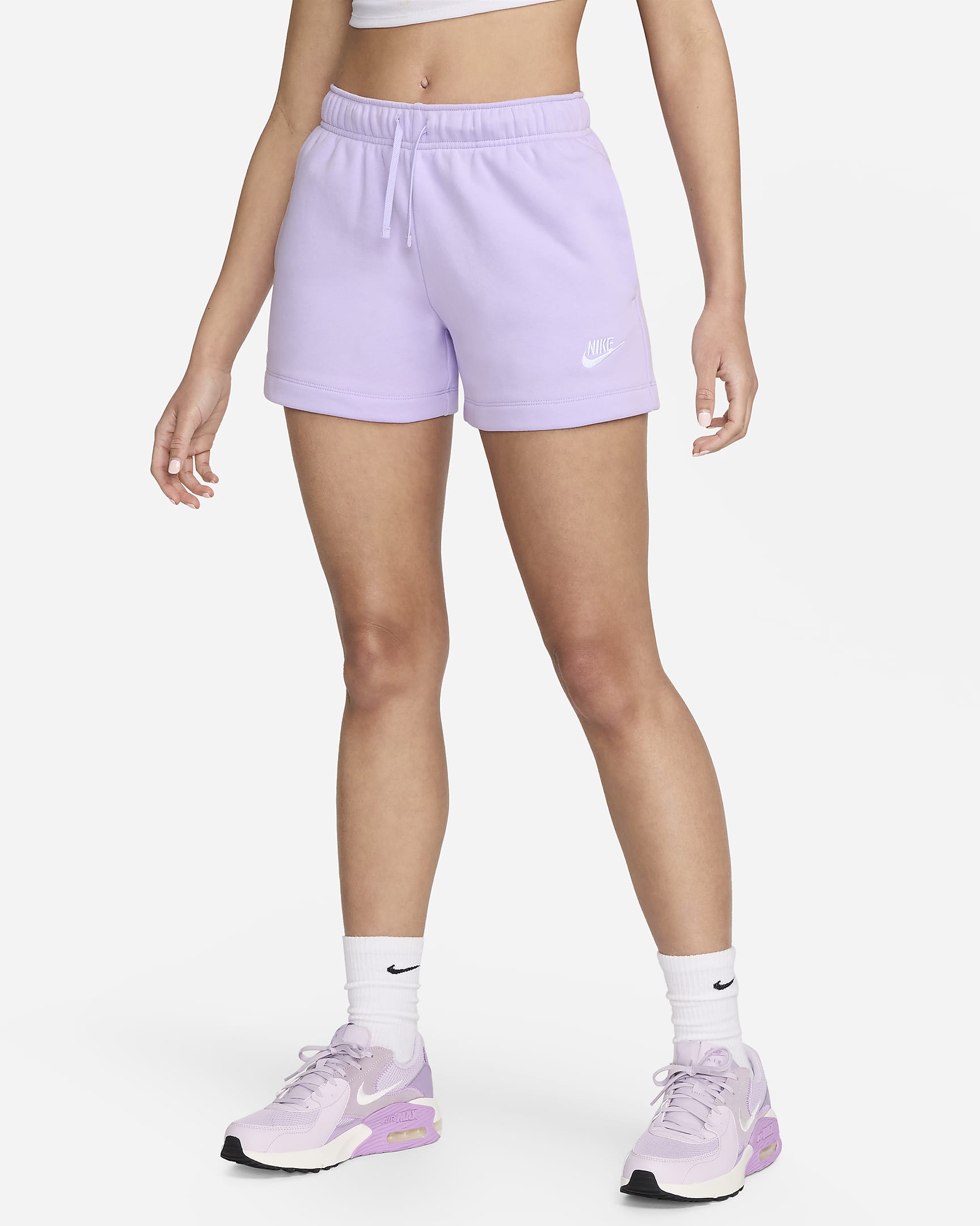 Nike Sportswear Club Fleece Women's Mid-Rise Shorts - Violet Mist/White