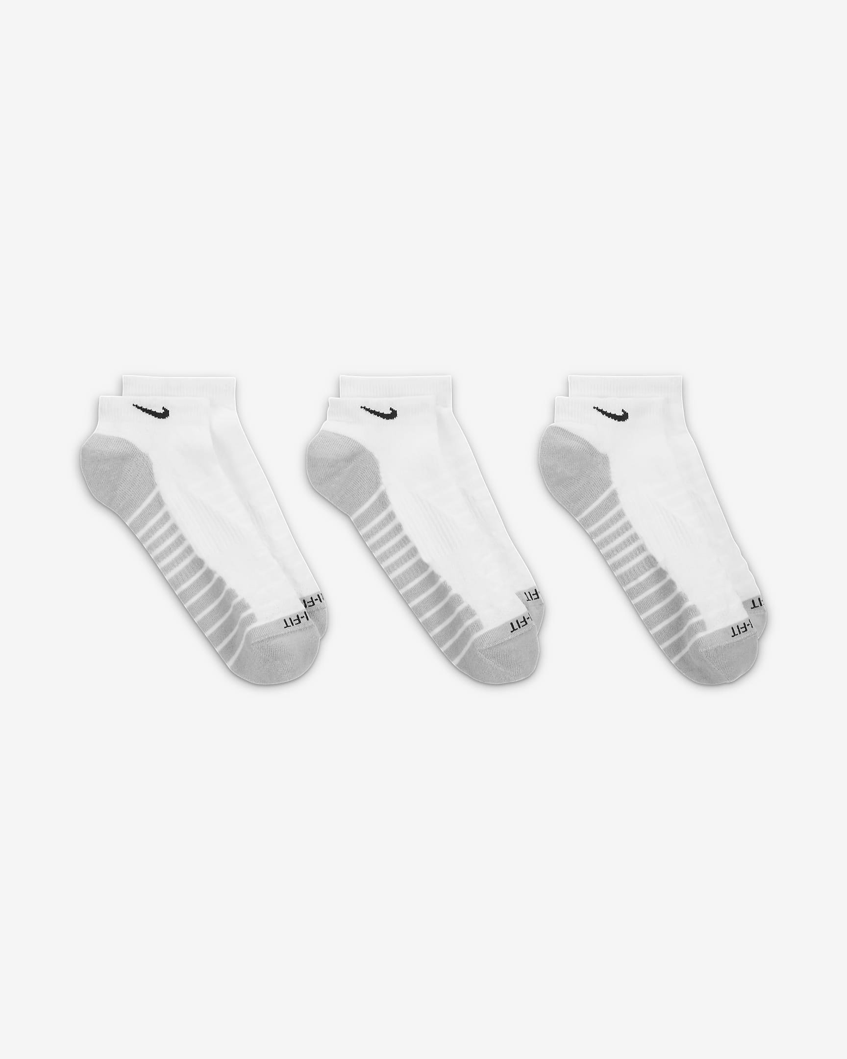 Nike Everyday Max Cushioned Training No-Show Socks (3 Pairs) - White/Wolf Grey/Black