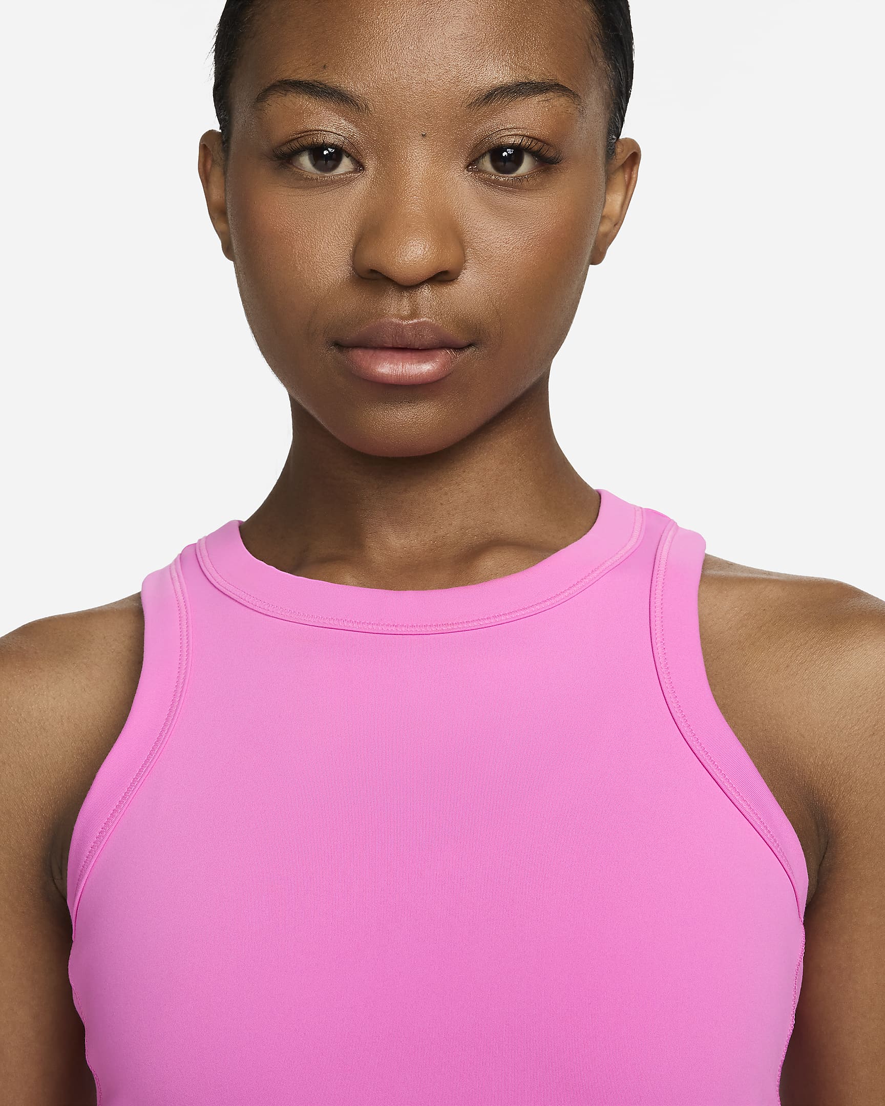 Nike One Fitted Women's Dri-FIT Cropped Tank Top - Playful Pink/Black