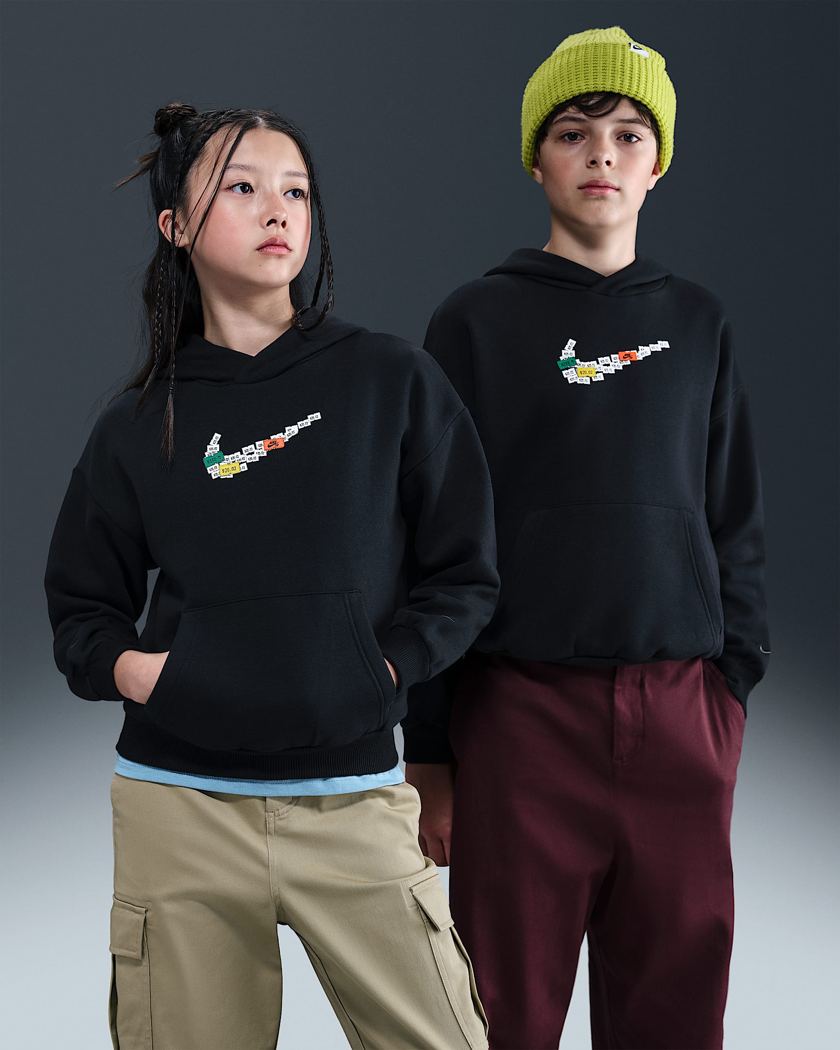 Sudadera con gorro para skateboarding de tejido Fleece para niño talla grande Nike SB - Negro/Antracita