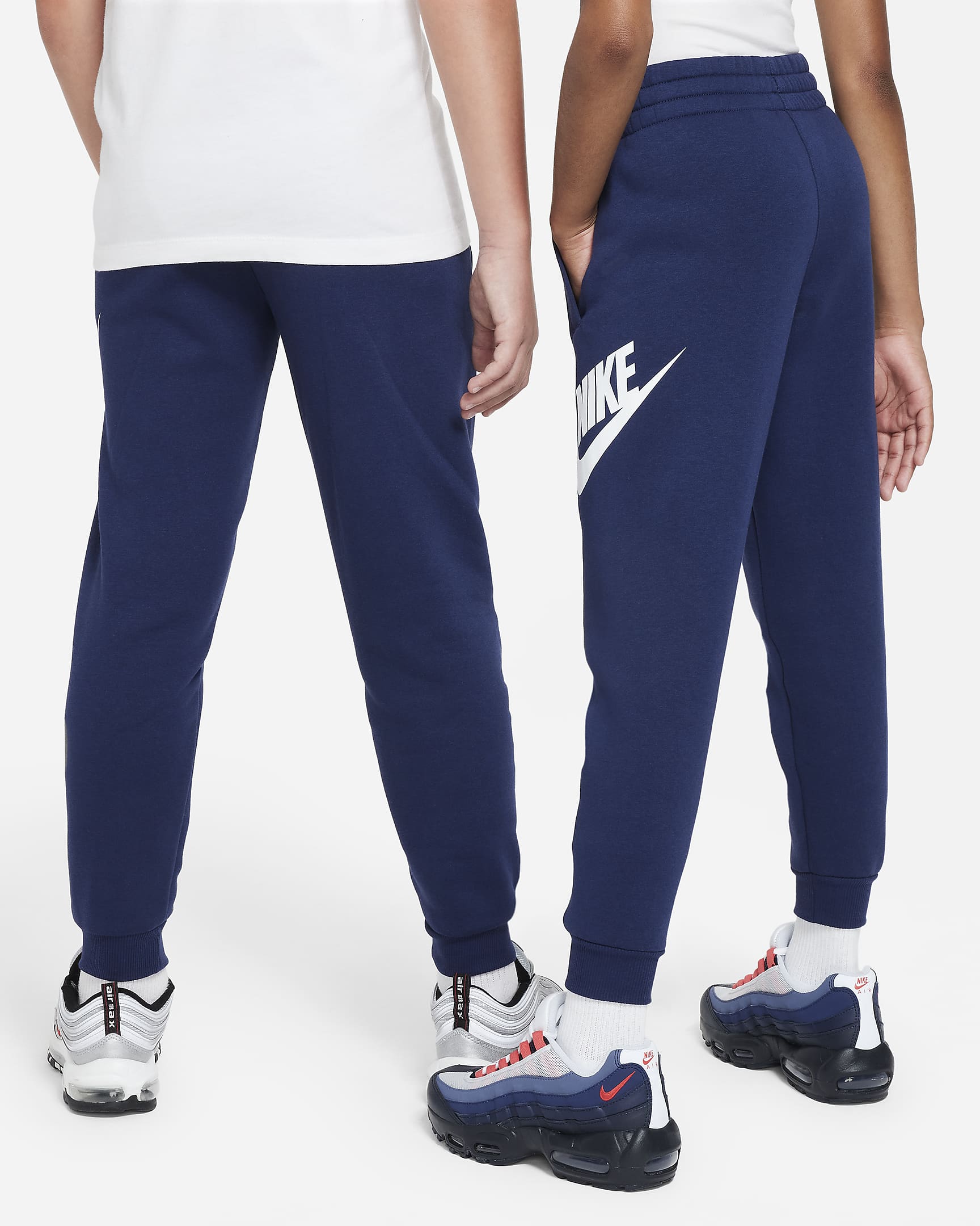 Joggers para niños talla grande Nike Club Fleece - Azul marino medianoche/Blanco