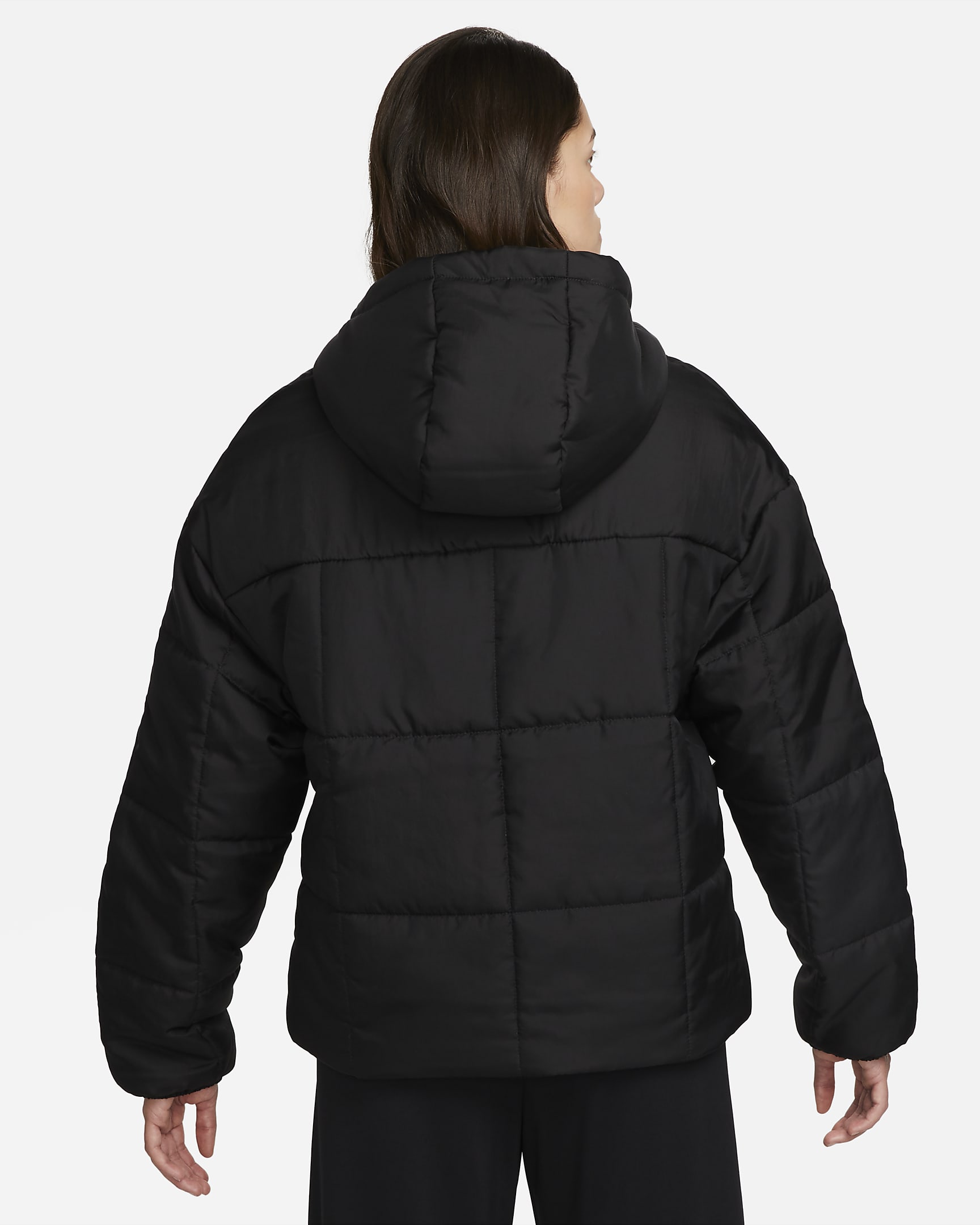 Veste à capuche ample Therma-FIT Nike Sportswear Classic Puffer pour femme - Noir/Blanc