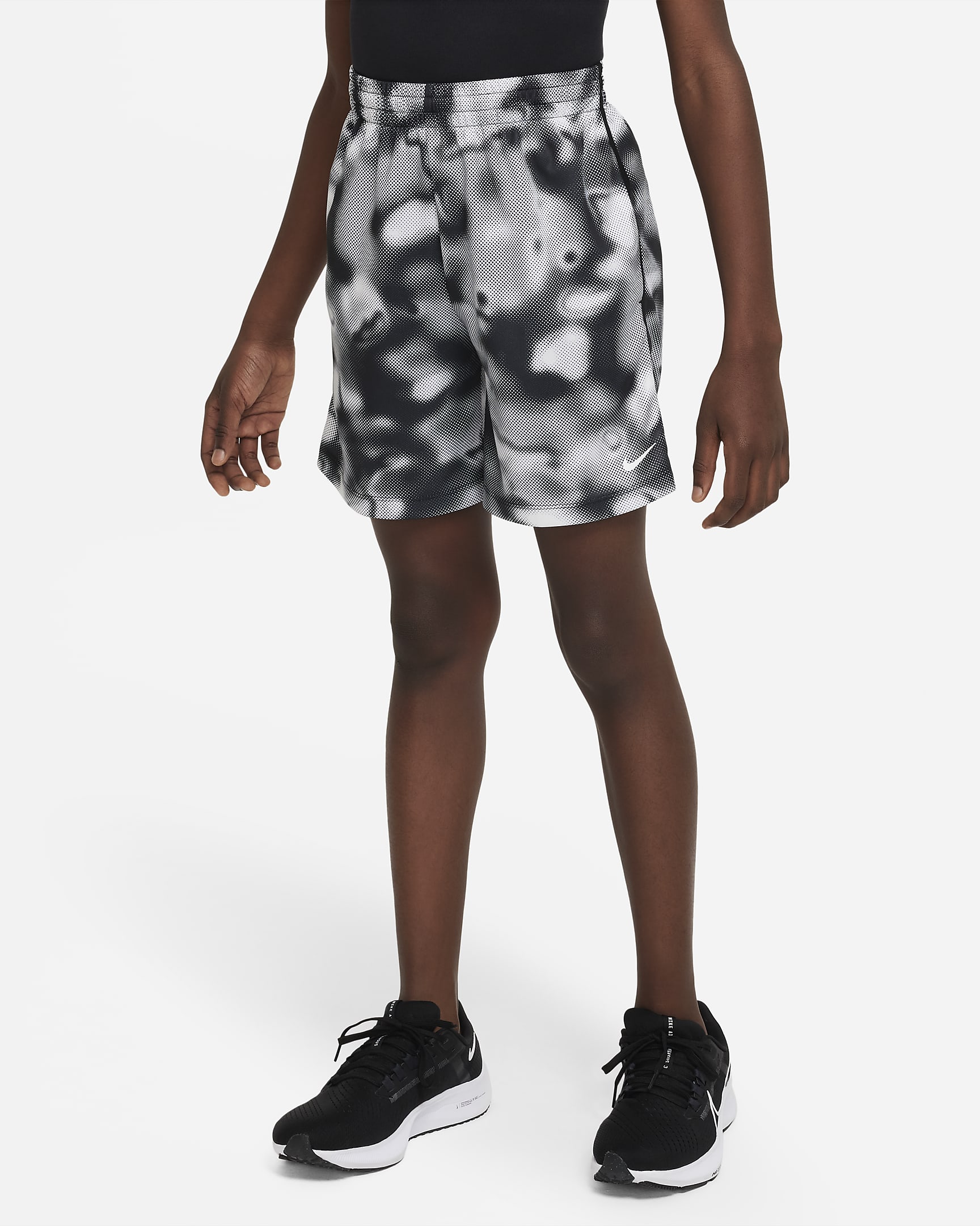 Nike Dri-FIT Multi+ Big Kids' (Boys') Printed Training Shorts - Black/White