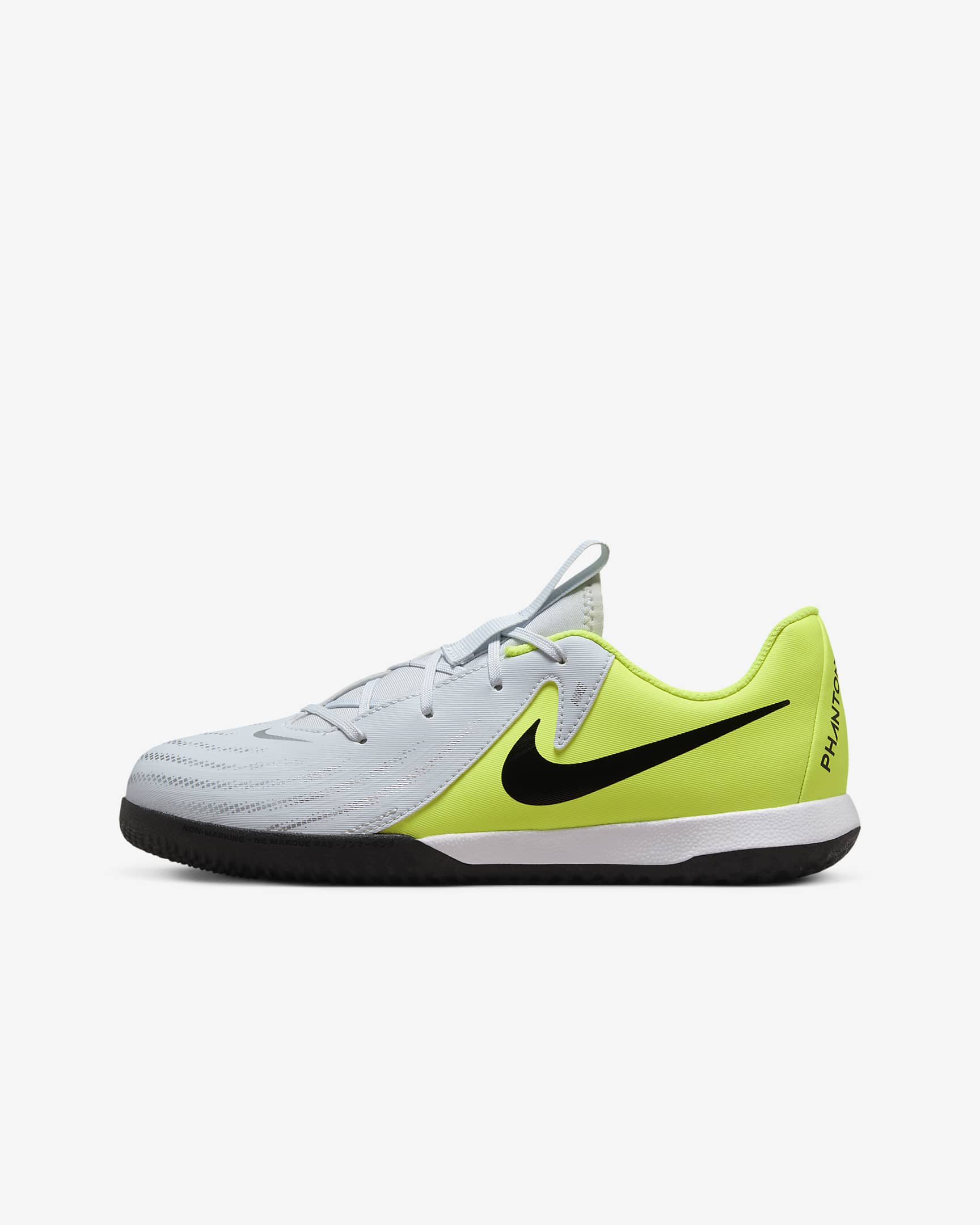 Nike Jr. Phantom GX 2 Academy Younger/Older Kids' IC Football Shoes - Metallic Silver/Volt/Black