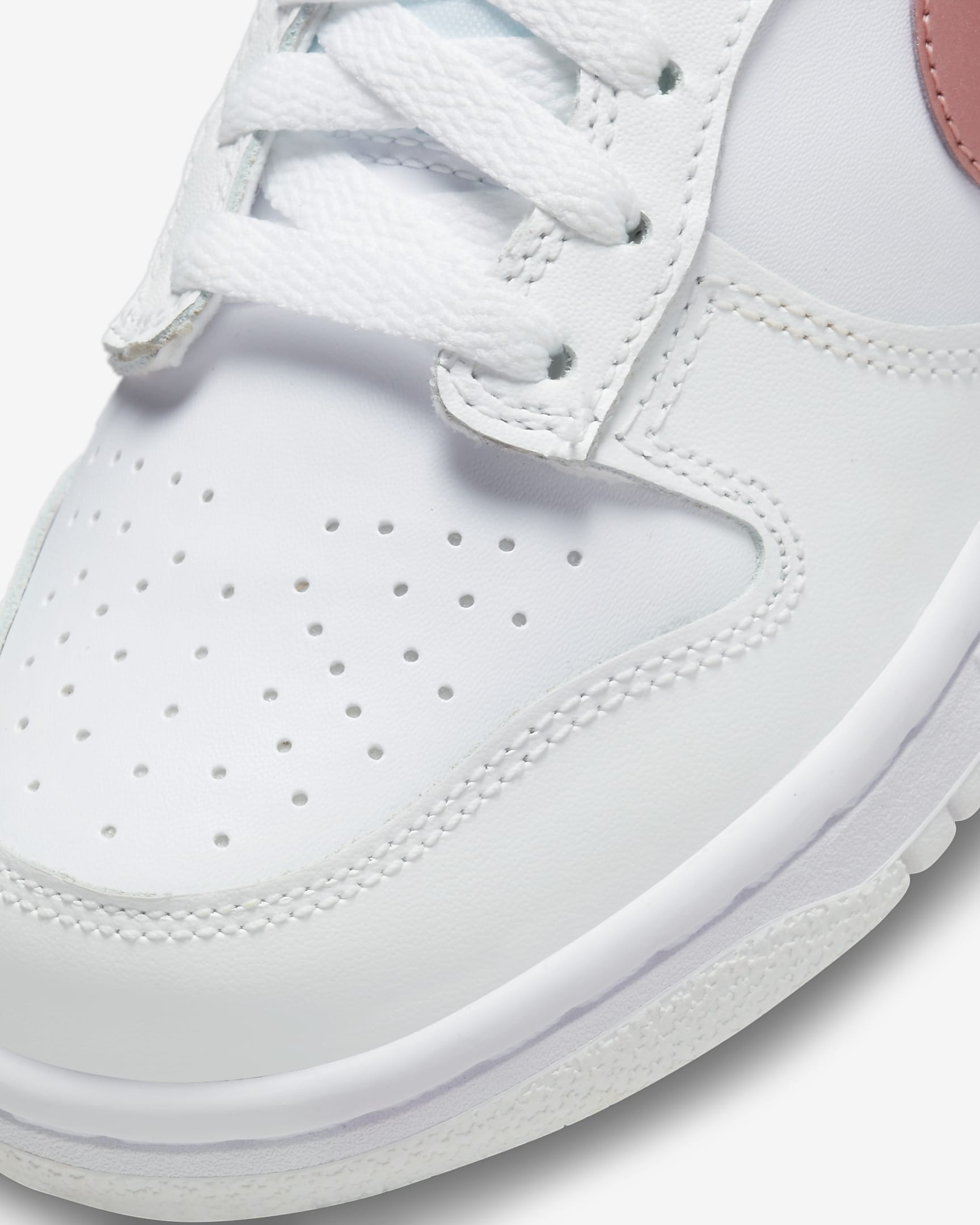 Nike Dunk Low Older Kids' Shoes - White/Summit White/Metallic Red Bronze