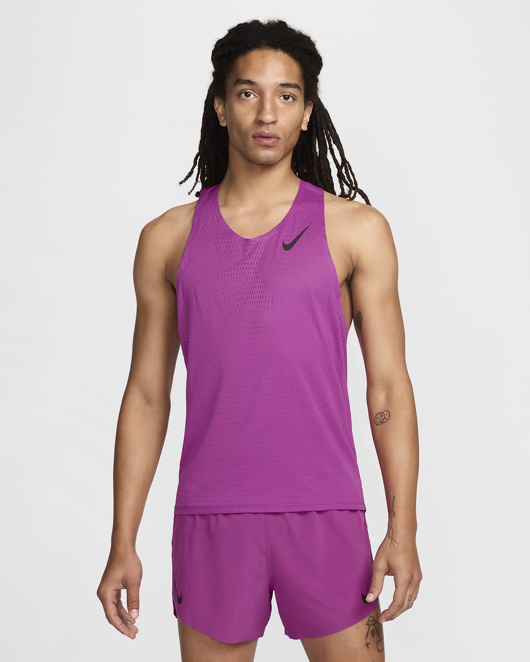 Nike AeroSwift Dri-FIT-ADV-Lauf-Singlet für Herren - Hot Fuchsia/Schwarz