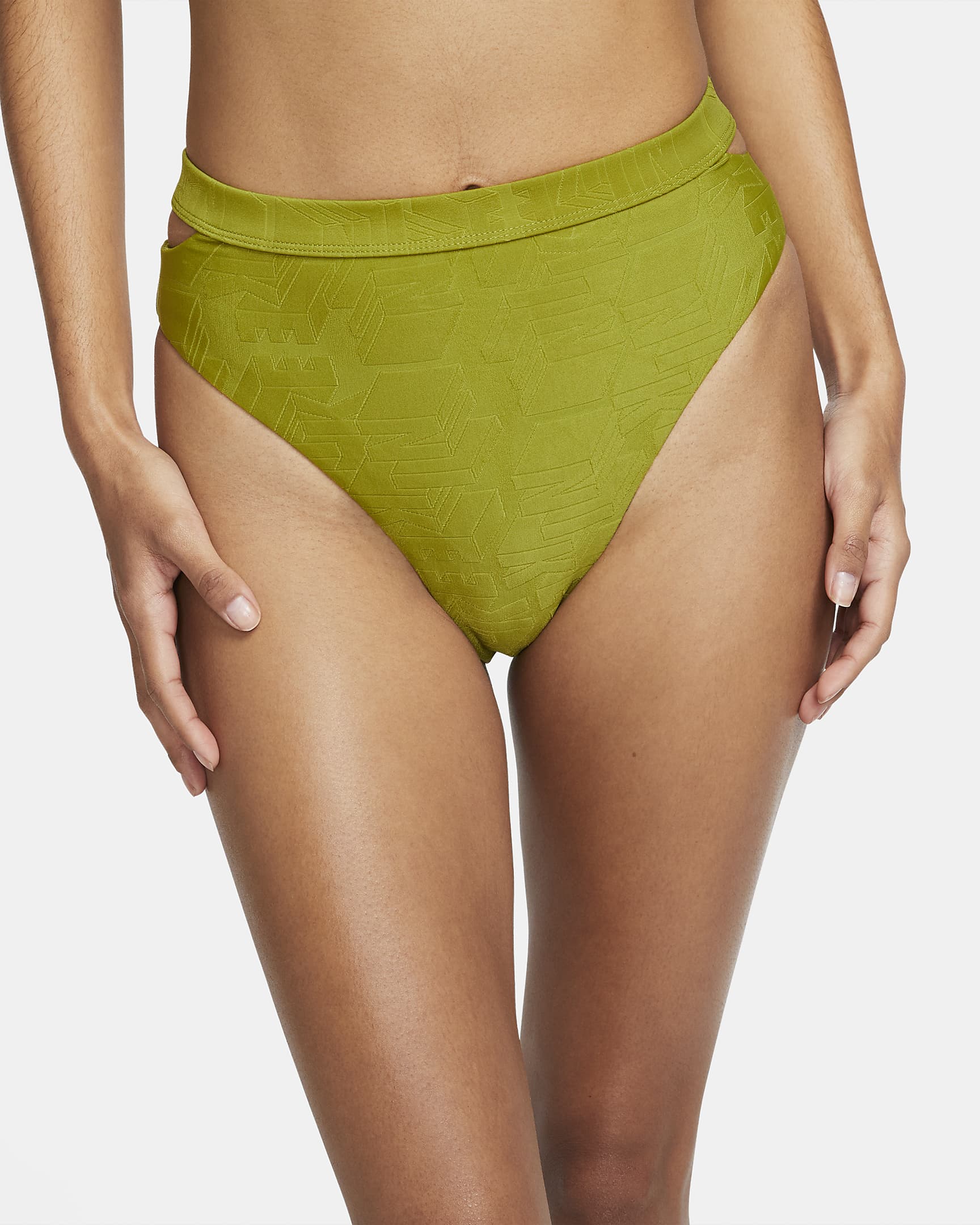 Nike Swim Women's Cut-Out High-Waisted Bikini Bottoms - Moss/Black