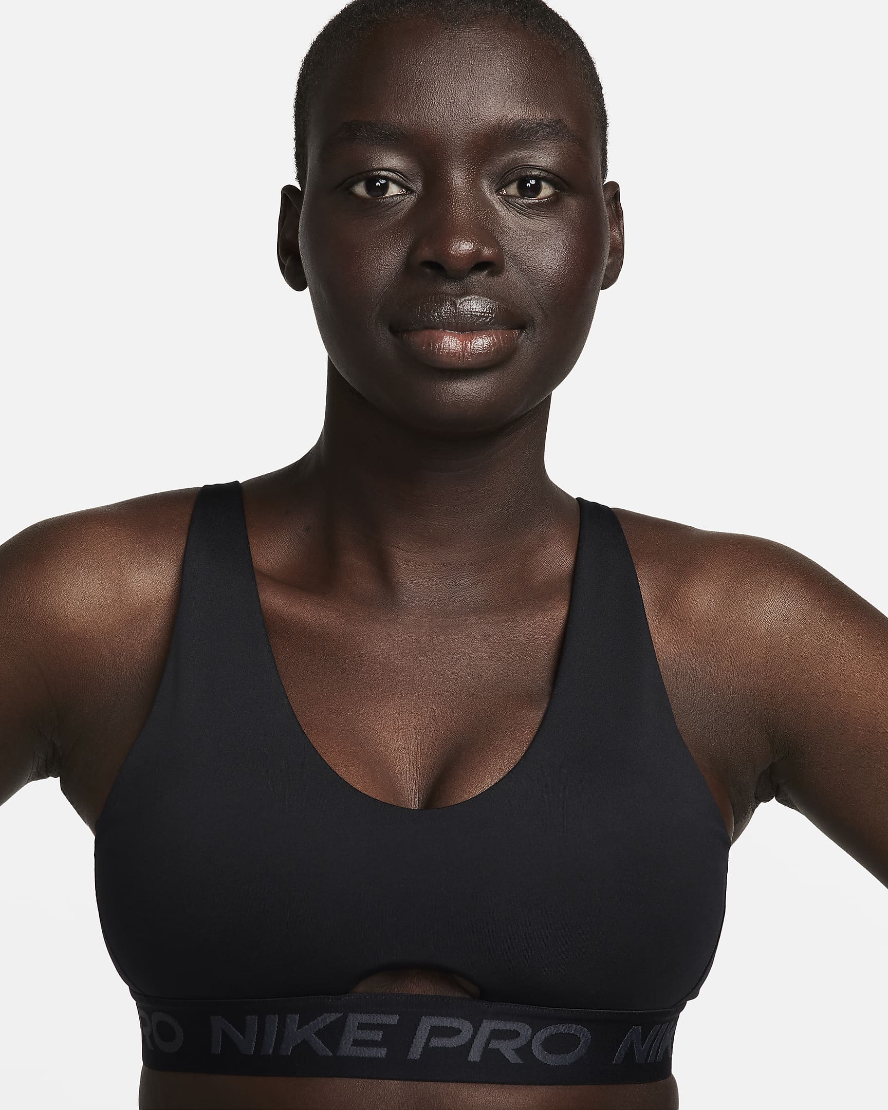 Nike Pro Indy Plunge Women's Medium-Support Padded Sports Bra - Black/Anthracite/White
